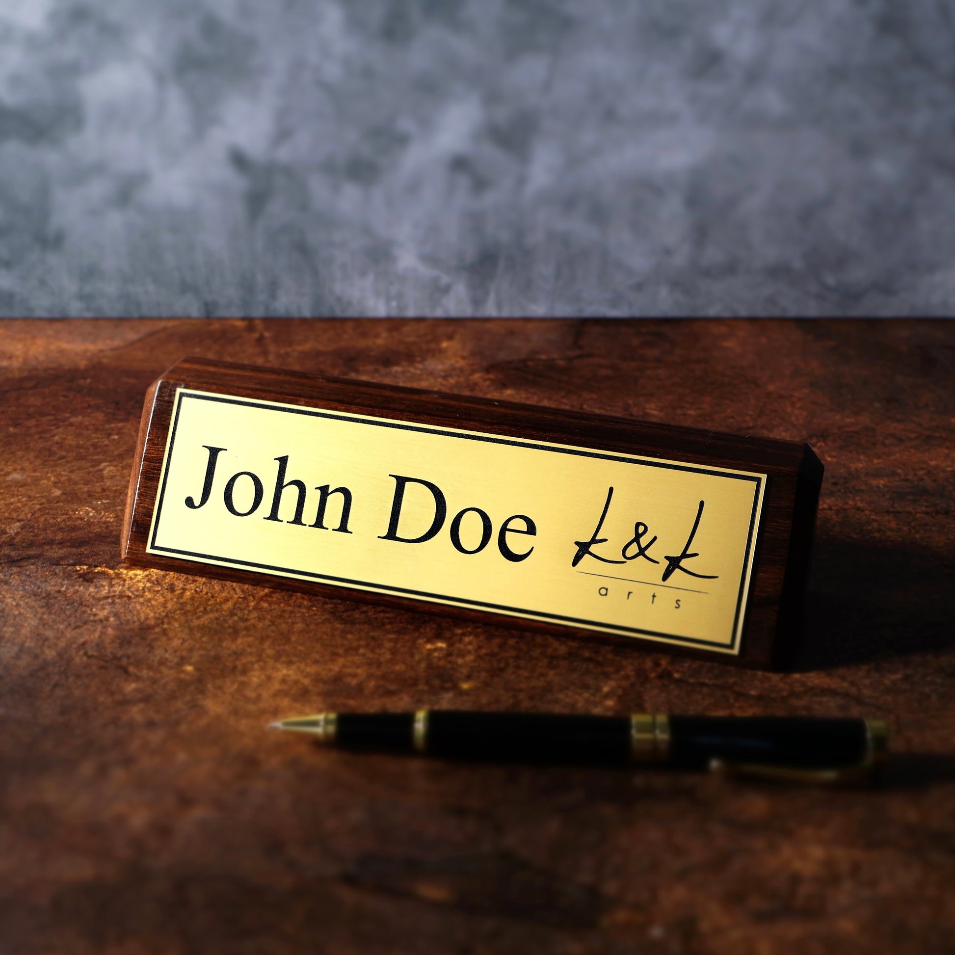 gold desk name plate custom tabletop sign personalized wood office plaque company logo plate engraved executive coworker gift office executive plaque new job custom personalized plaque title company logo plate wood desk walnut decor custom engraved