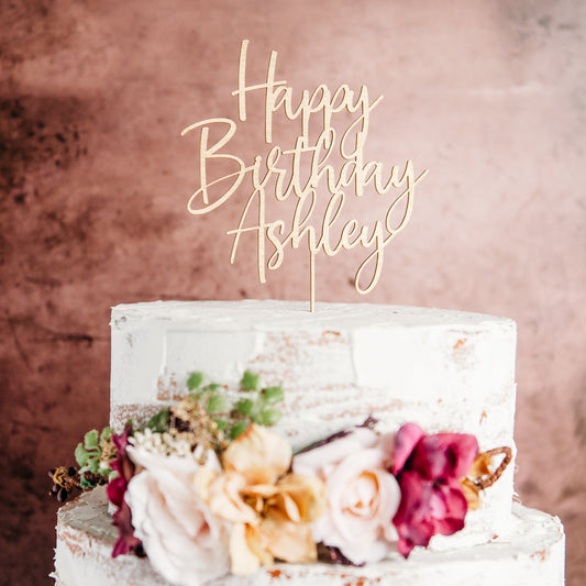 happy birthday gold wood cake topper  cake topper cake toppers wedding custom cake topper cake topper rustic rustic anniversary topper caketopper cake topper custom personalized topper acrylic cake topper wood cake topper last name topper candy bar