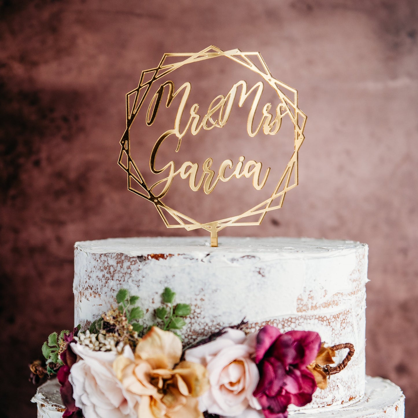 geometric gold mirrored acrylic wedding cake topper custom cake toppers wedding personalized birthday acrylic cake modern last name decor minimalist cake topper custom rustic rustic wedding mr mrs cake caketopper personalized last name candy bar