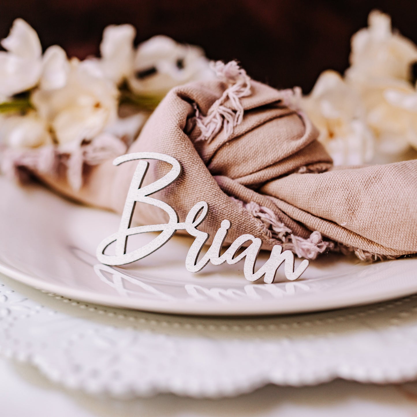 silver wood wedding name tags name tags wood name card name place cards name cards wedding name place setting wooden names wedding place cards bachelorette party wedding favors wedding decor name plate laser cut names