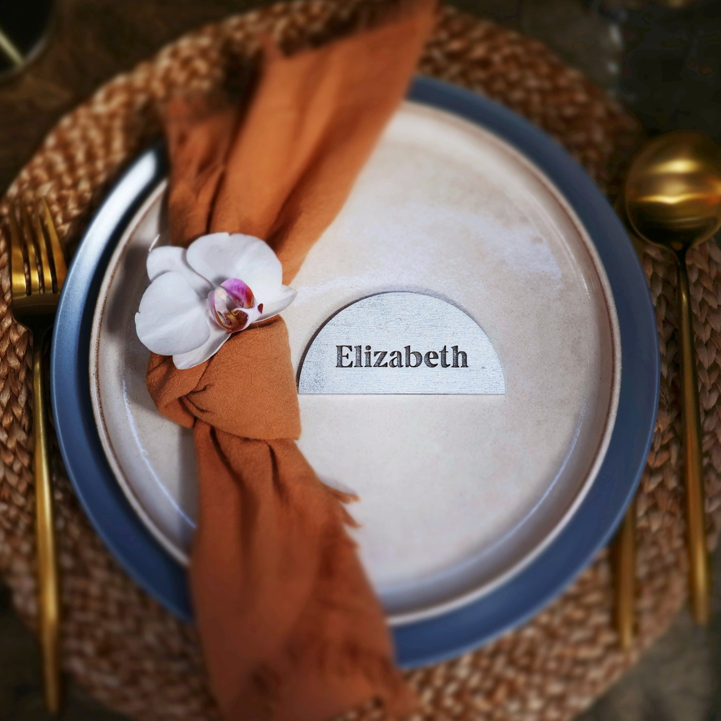 semicircle silver wood name plate name cards wedding name place cards name place setting wood name card napkin half circle tag acrylic name tags name tags rustic wedding wooden wedding decor wedding place cards Wedding decoration Wedding place card