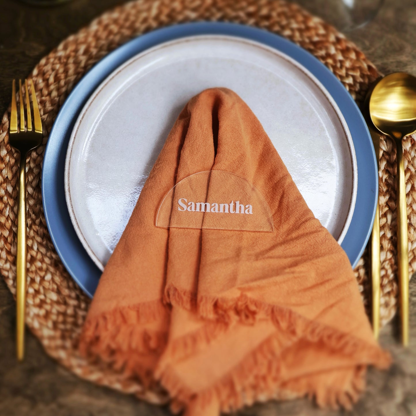 semicircle clear acrylic name plate name cards wedding place cards place setting wood name card napkin half circle tag acrylic name tags name tags rustic wedding wooden wedding decor wedding place cards Wedding decoration Wedding place card