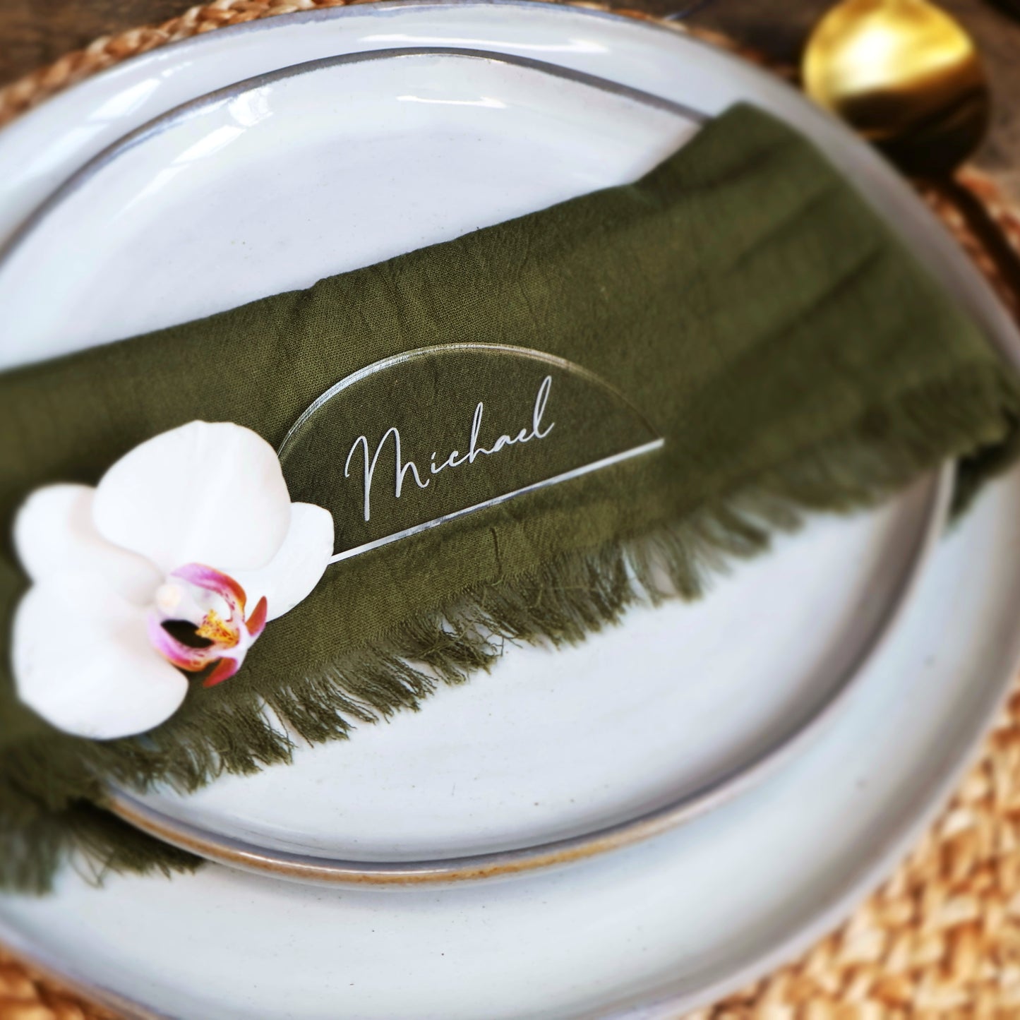 semicircle clear acrylic name plate name cards wedding place cards place setting wood name card napkin half circle tag acrylic name tags name tags rustic wedding wooden wedding decor wedding place cards Wedding decoration Wedding place card