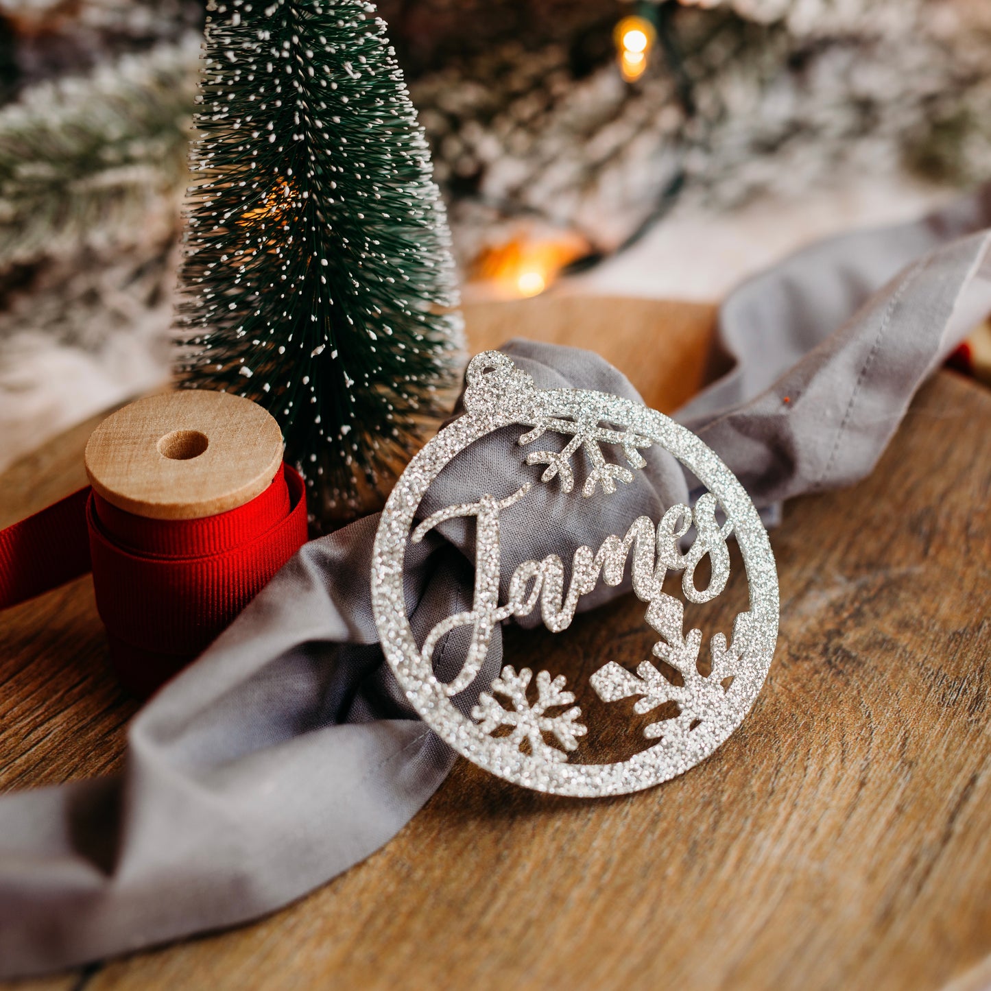 silver glitter acrylic stocking tags snowflakes, stocking name tags, name ornament christmas, christmas place cards, name ornament, christmas name tags, christmas stocking name tags, christmas stocking tags, table decor, christmas stockings tag
