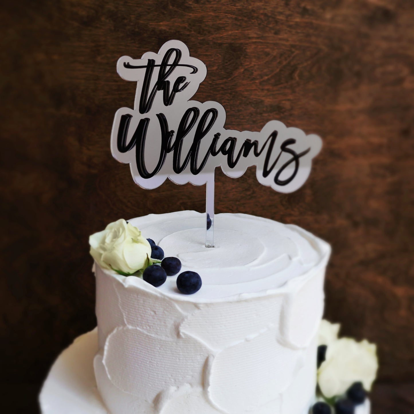Double layer acrylic wedding cake topper black and mirrored silver acrylic 3d custom cake toppers wedding personalized birthday acrylic cake toppers modern last name cake decor pastel acrylics mirrored acrylic wood