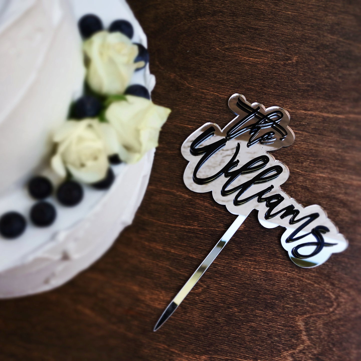 Double layer acrylic wedding cake topper black and mirrored silver acrylic 3d custom cake toppers wedding personalized birthday acrylic cake toppers modern last name cake decor pastel acrylics mirrored acrylic wood