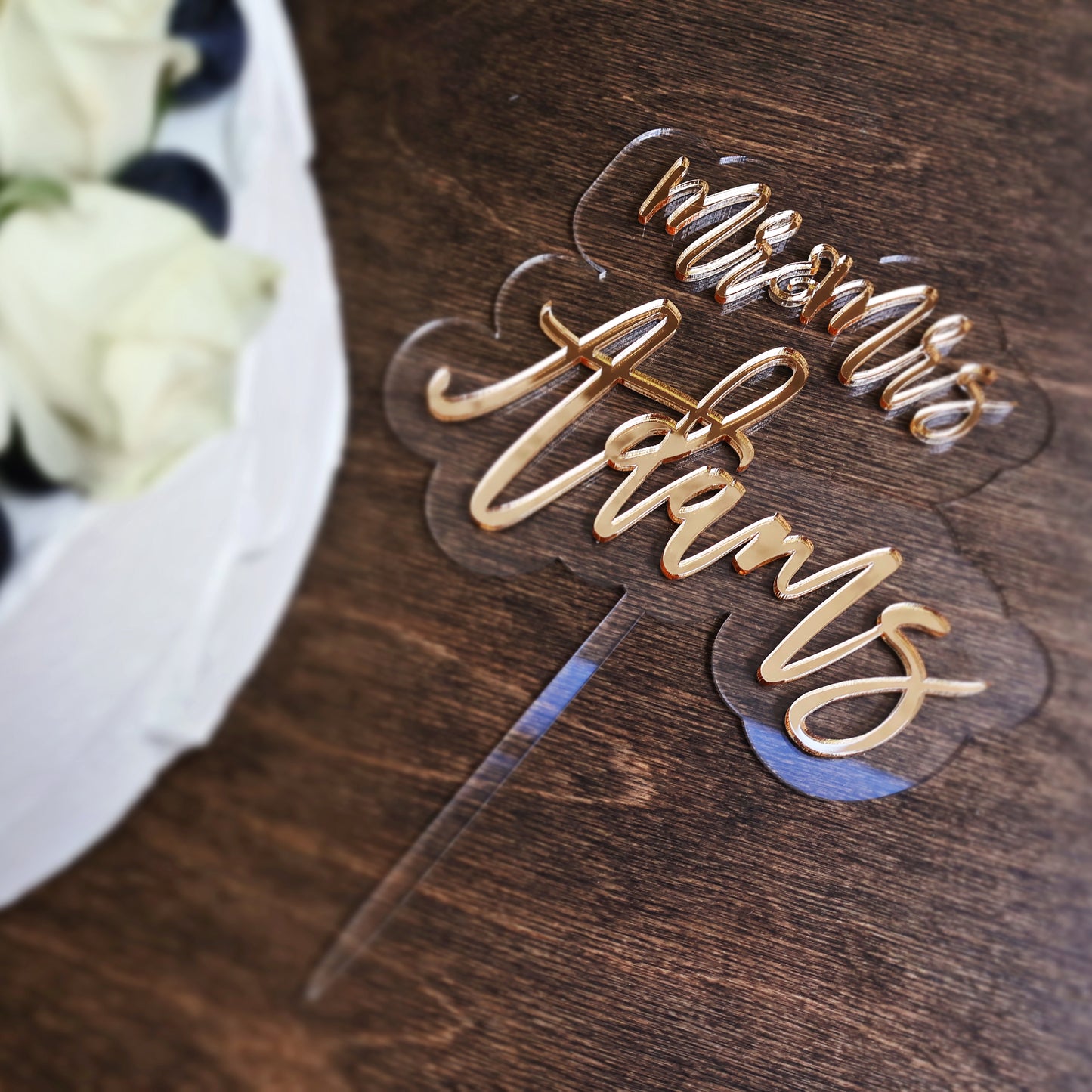 Double layer acrylic wedding cake topper clear and mirrored gold acrylic 3d custom cake toppers wedding personalized birthday acrylic cake toppers modern last name cake decor pastel acrylics mirrored acrylic wood