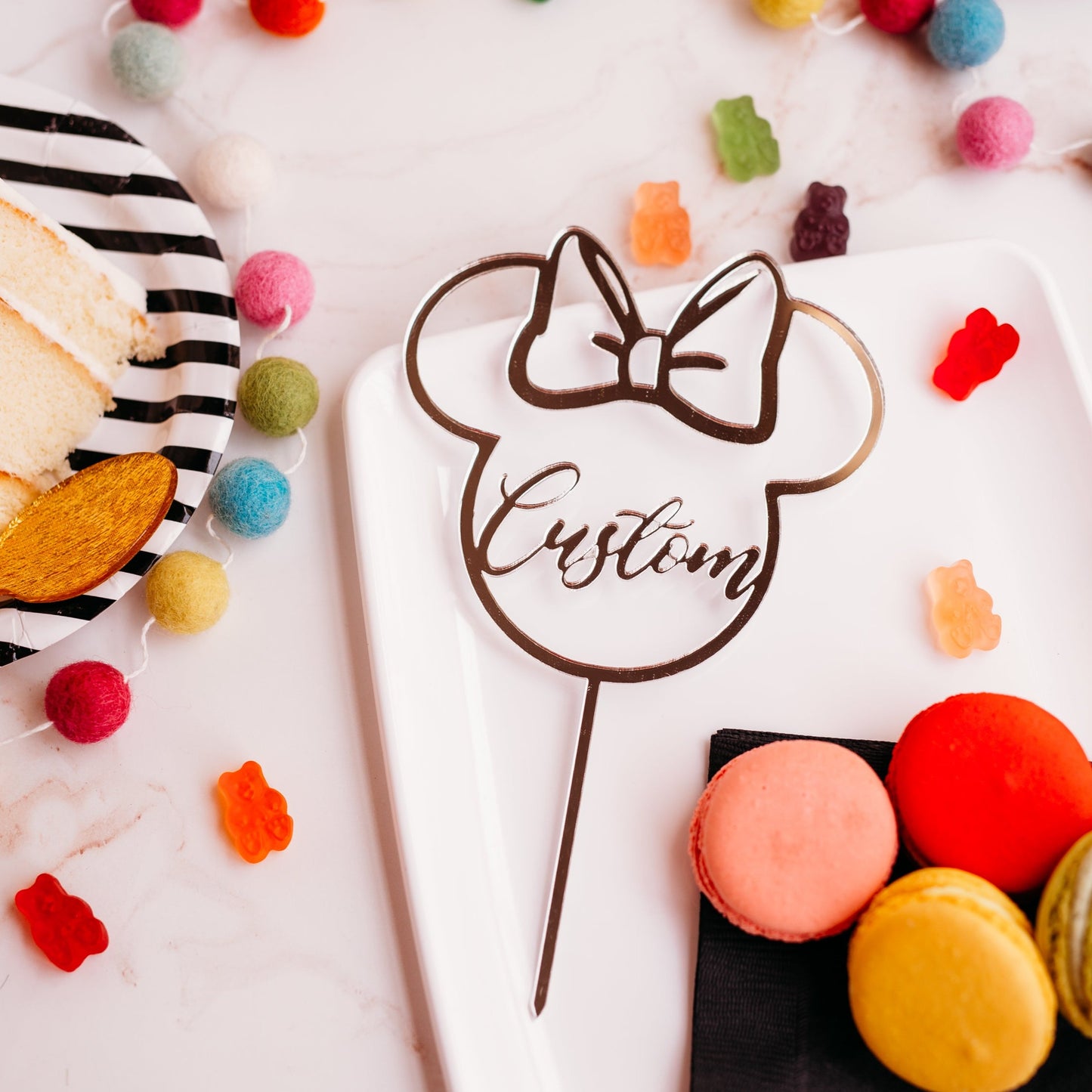 Disney silver mirrored acrylic wedding cake topper custom cake toppers wedding personalized acrylic cake modern decor minimalist cake topper custom rustic rustic wedding caketopper personalized topper topper candy bar minnie mouse decor mickey