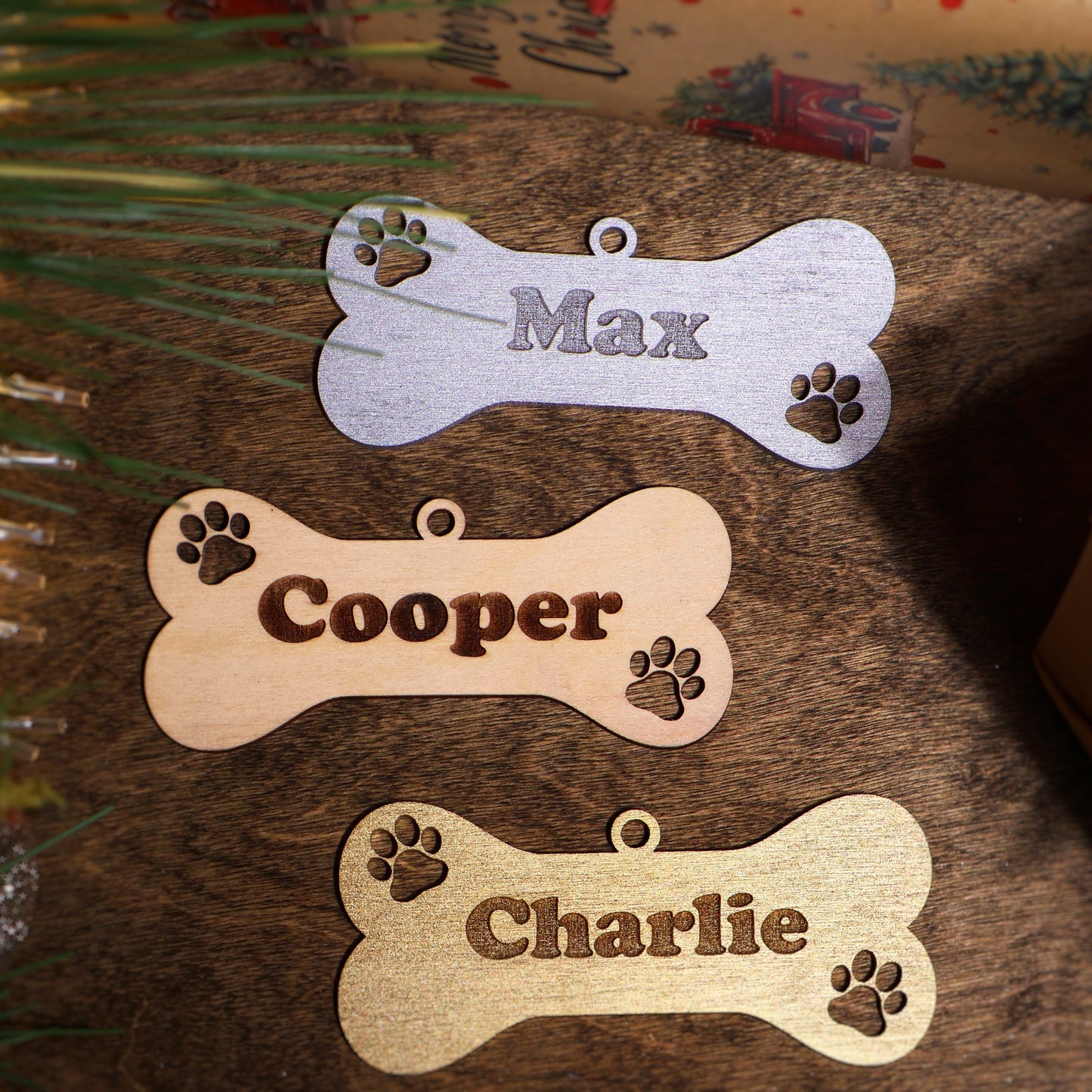 Raw wood Personalized Pet Paw Ornament Custom Dog Christmas Ornament Animal Ornament 2024 Dog Name Pet Lover Gift holiday ornament holiday decor unique holiday gift stocking name tags christmas stocking personalized ornaments Pet xmas Stocking