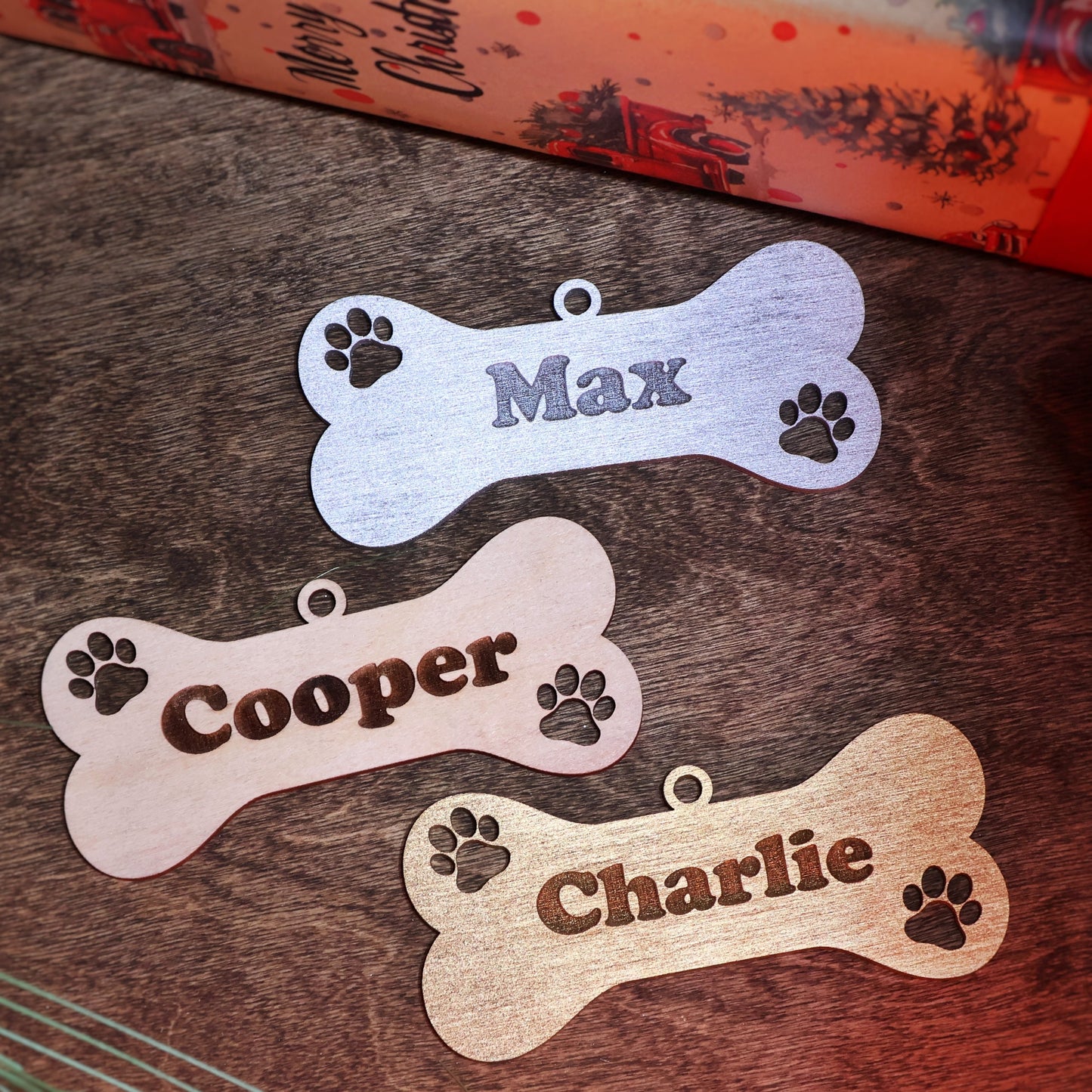 Holiday Wooden Personalized Pet Paw Ornament Custom Dog Christmas Ornament Animal Ornament 2024 Dog Name Pet Lover Gift holiday ornament holiday decor unique holiday gift stocking name tags christmas stocking personalized ornaments Pet xmas Stocking