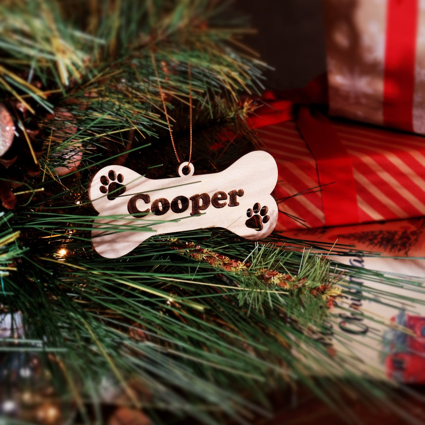 Raw wood Personalized Pet Paw Ornament Custom Dog Christmas Ornament Animal Ornament 2024 Dog Name Pet Lover Gift holiday ornament holiday decor unique holiday gift stocking name tags christmas stocking personalized ornaments Pet xmas Stocking