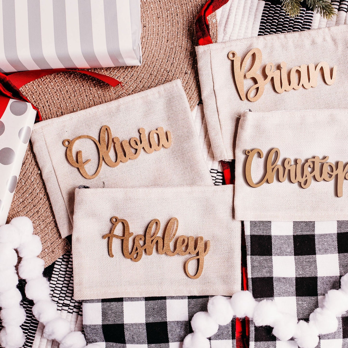 gold wood stocking tags snowflakes, stocking name tags, name ornament christmas, christmas place cards, name ornament, christmas name tags, christmas stocking name tags, christmas stocking tags, christmas table decor, christmas stockings tag