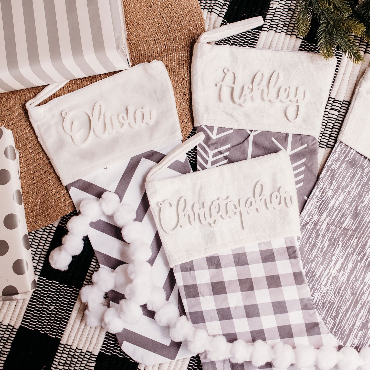 white acrylic stocking tags snowflakes, stocking name tags, name ornament christmas, christmas place cards, name ornament, christmas name tags, christmas stocking name tags, christmas stocking tags, christmas table decor, christmas stockings tag