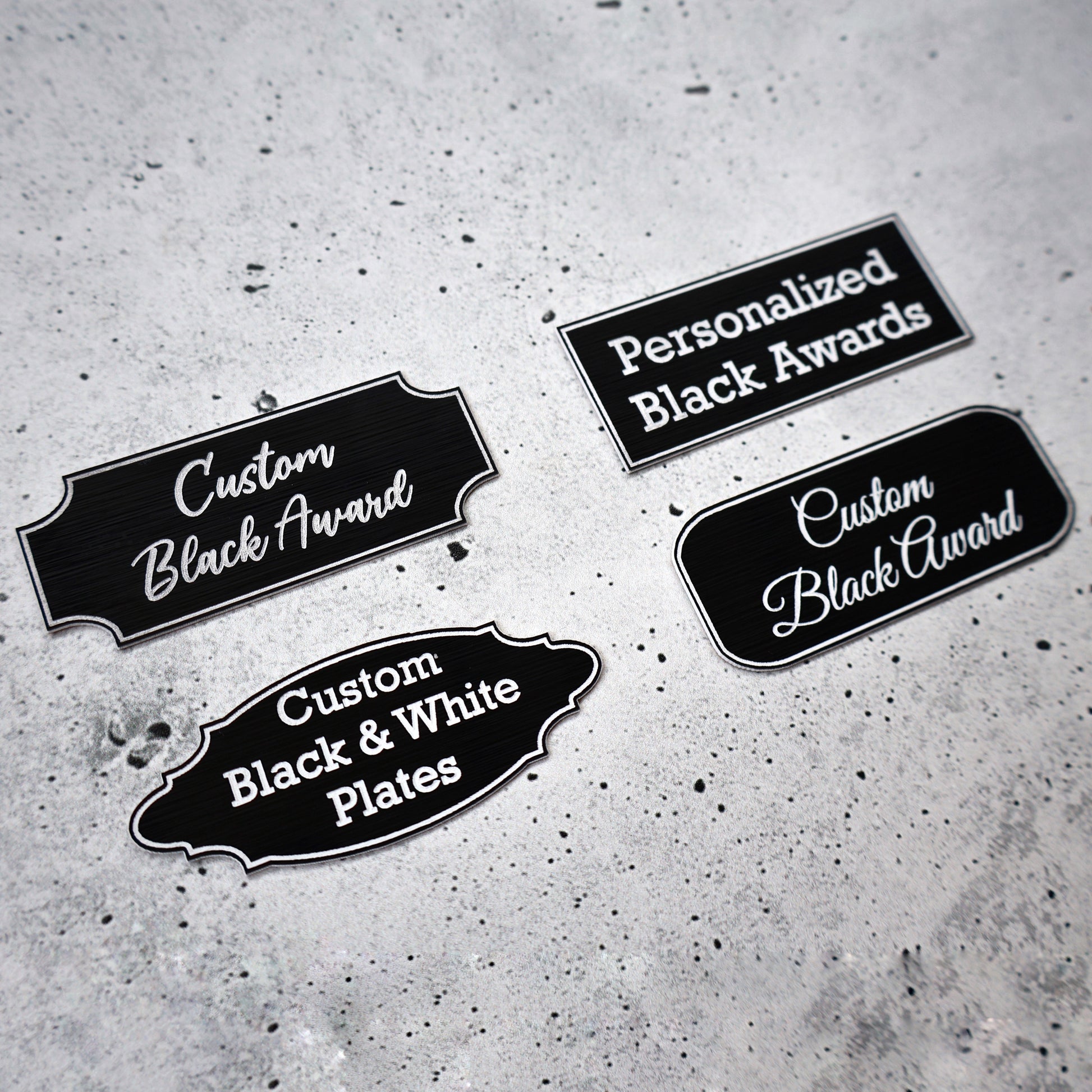 black white custom plaque name plate engraved flexibrass adhesive weatherproof engraved plate metal name plate engraved plaque custom brass name plate Personalized plaque engraved label award label trophy plates plaques ID plates labels interior signage