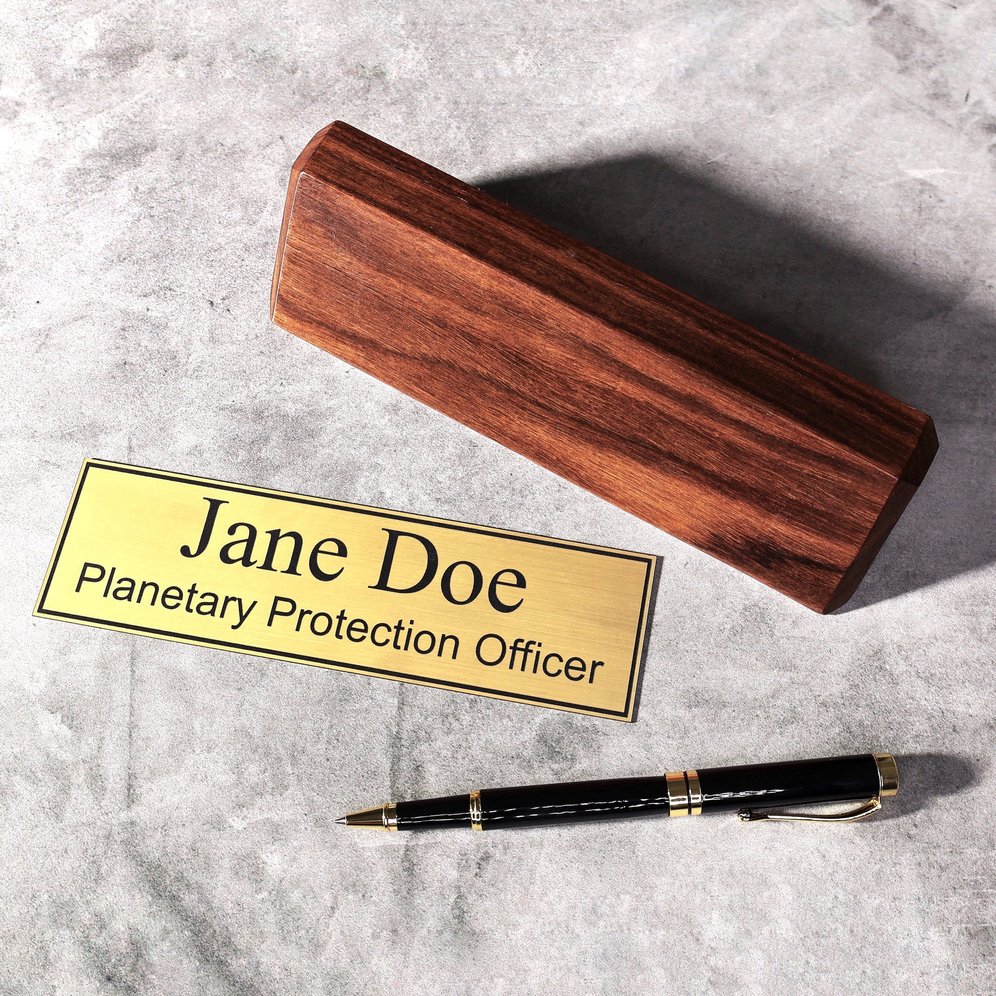 gold title desk name plate custom tabletop sign personalized wood office plaque company logo plate engraved executive coworker gift office executive plaque new job custom personalized plaque title logo plate wood desk walnut decor custom engraved