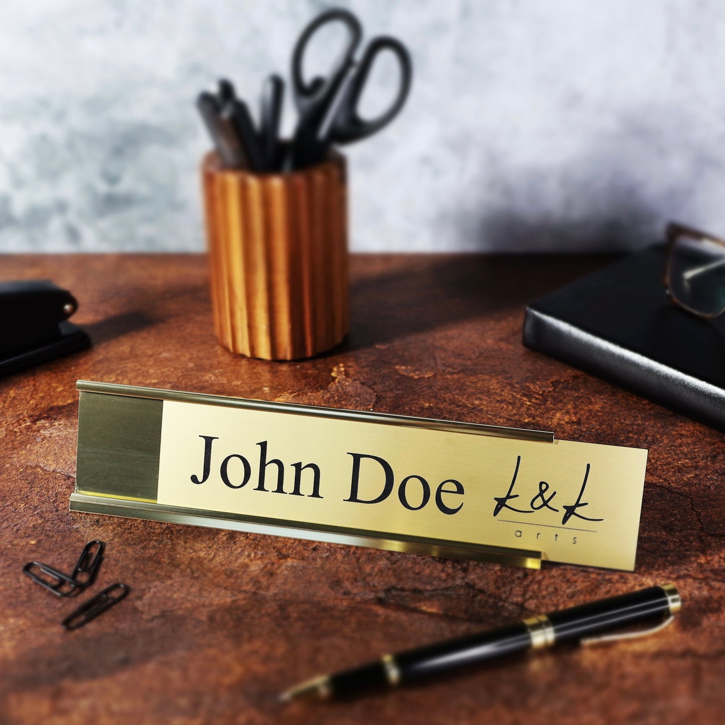 gold desk name plate custom tabletop sign personalized wood office plaque company logo plate engraved executive coworker gift office executive plaque new job custom personalized plaque title company logo plate wood desk walnut decor custom engraved