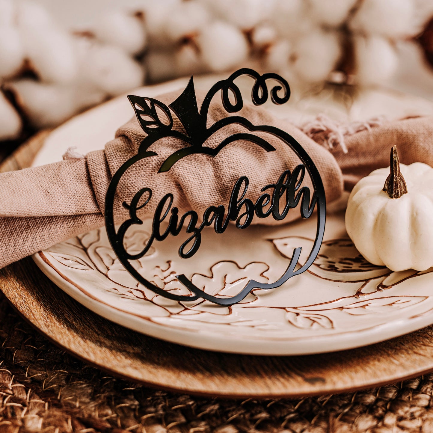 black acrylic pumpkin name decor friendsgiving place card thanksgiving table Friendsgiving thanksgiving gift fall wedding decor friendsgiving gifts fall party decor fall seasonal decor pumpkin decor cutout wooden name rustic fall thanksgiving favors
