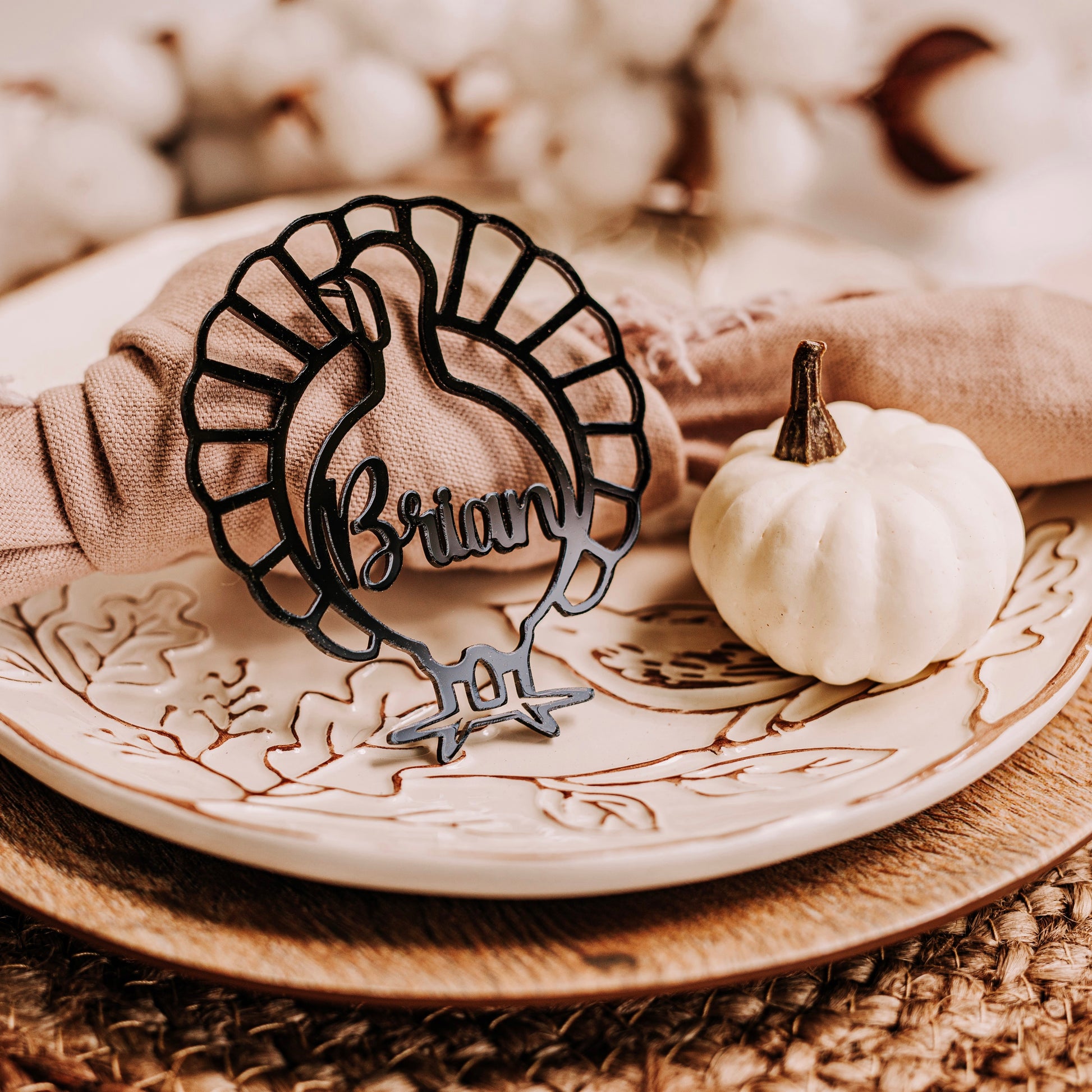 black acrylic turkey name decor friendsgiving place card thanksgiving table Friendsgiving thanksgiving gift fall wedding decor friendsgiving gifts fall party decor fall seasonal decor pumpkin cutout wooden name rustic fall decor thanksgiving favors