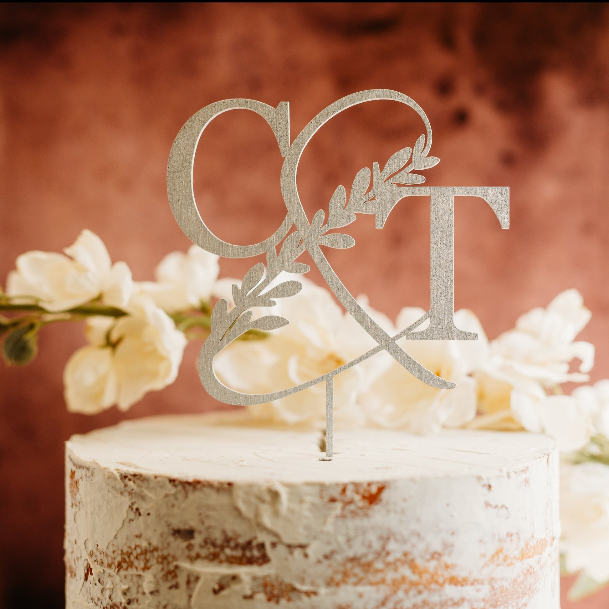 Monogram initials silver wood wedding cake topper custom cake toppers wedding personalized acrylic cake modern last name decor minimalist cake topper custom rustic rustic wedding mr mrs cake topper caketopper personalized topper name topper candy bar
