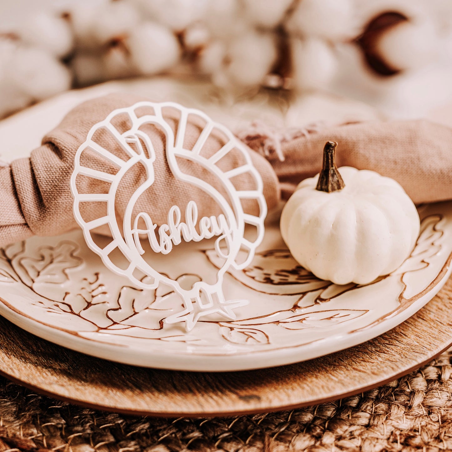 white acrylic turkey name decor friendsgiving place card thanksgiving table Friendsgiving thanksgiving gift fall wedding decor friendsgiving gifts fall party decor fall seasonal decor pumpkin cutout wooden name rustic fall decor thanksgiving favors