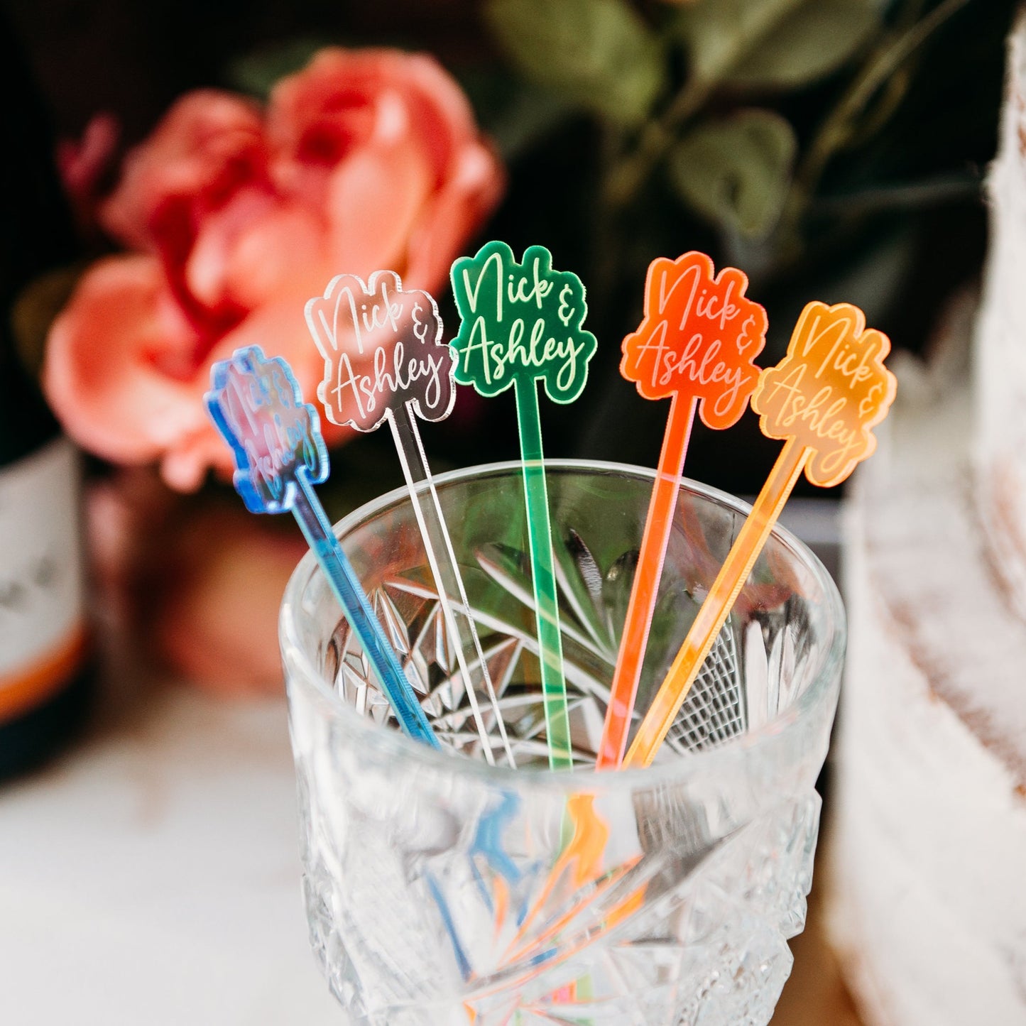 offset happy birthday name colored acrylic engraved drink stirrers custom wedding drink stirrers personalized acrylic cocktail stir sticks custom drink charm bespoke event swizzle sticks drink topper birthday party last name date celebration