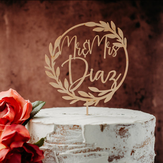 wreath raw wood wedding cake topper custom cake toppers wedding personalized birthday acrylic cake modern last name decor minimalist cake topper custom rustic rustic wedding mr mrs cake topper caketopper personalized topper last name topper candy bar