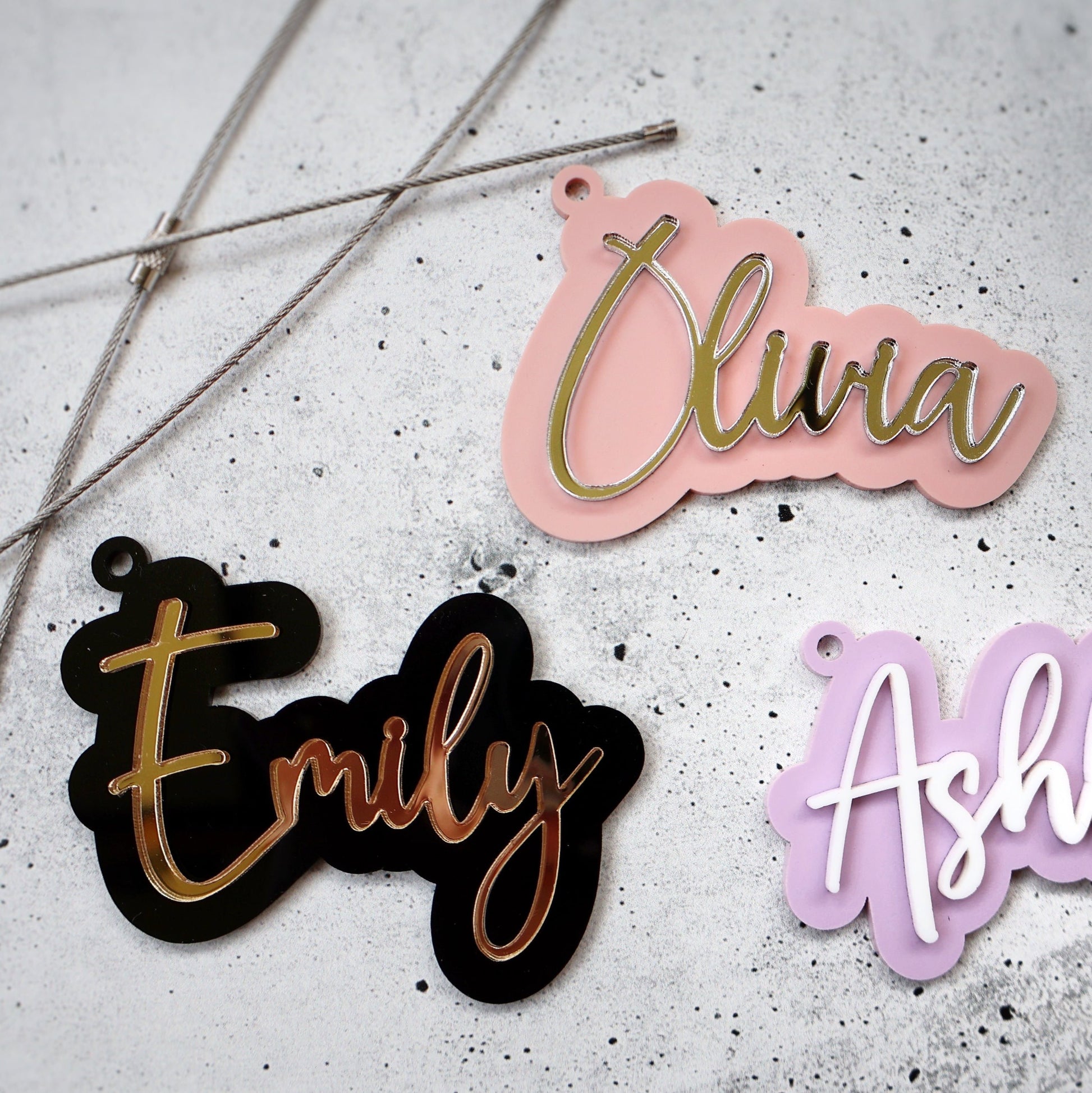 Black gold lavender white blush silver keychains wire ring custom name keychain bogg bag charm name keychain bag accessories name key chain School Tag Lunchbox name Backpack tags gym bag name Custom Name Charm Diaper Bag Tag bogg bag keychain