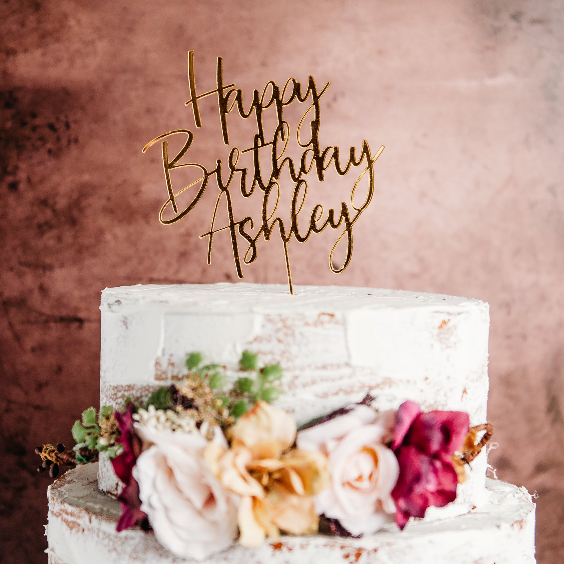 happy birthday gold mirrored acrylic cake topper cake toppers wedding custom cake topper cake topper rustic rustic anniversary topper caketopper cake topper custom personalized topper acrylic cake topper wood cake topper last name topper candy bar