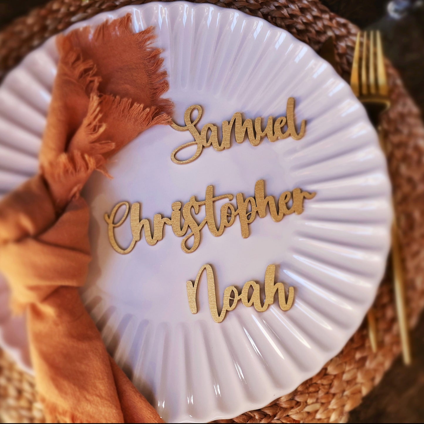 gold wood wedding name tags name tags wood name card name place cards name cards wedding name place setting wooden names wedding place cards bachelorette party wedding favors  wedding decor  name plate birthday rehersal dinner bridal shower