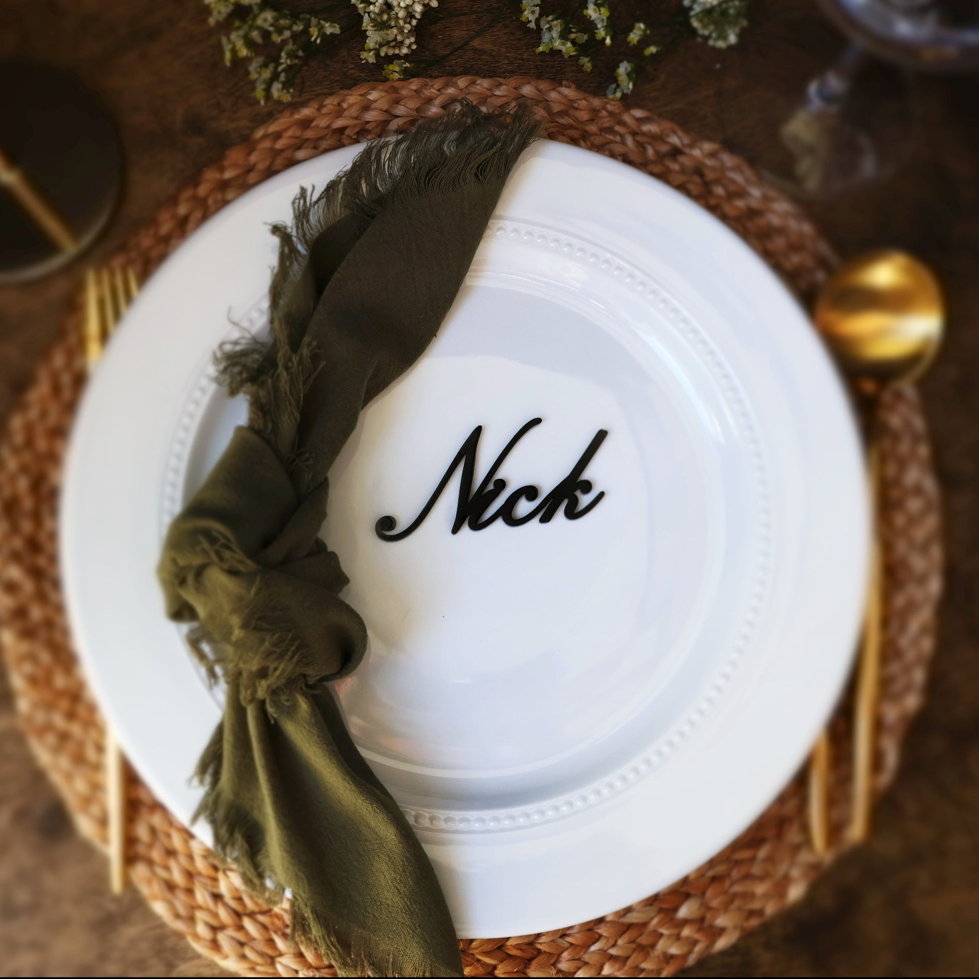 black acrylic wedding name tags name tags wood name card name place cards name cards wedding name place setting wooden names wedding place cards bachelorette party wedding favors  wedding decor  name plate birthday rehersal dinner bridal shower