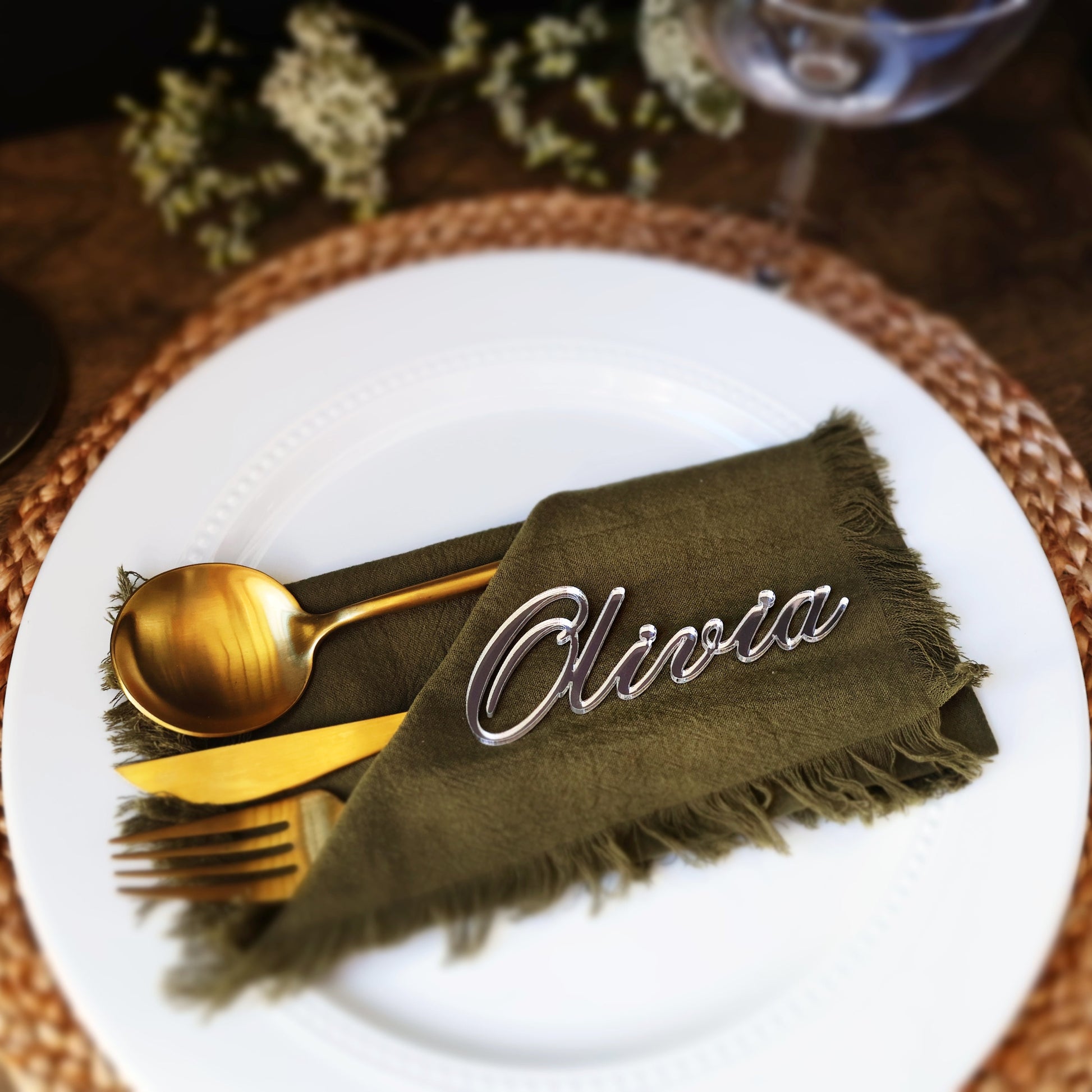 silver mirrored acrylic wedding name tags name tags wood name card name place cards name cards wedding name place setting wooden names wedding place cards bachelorette party wedding favors  wedding decor  name plate birthday rehersal dinner bridal shower
