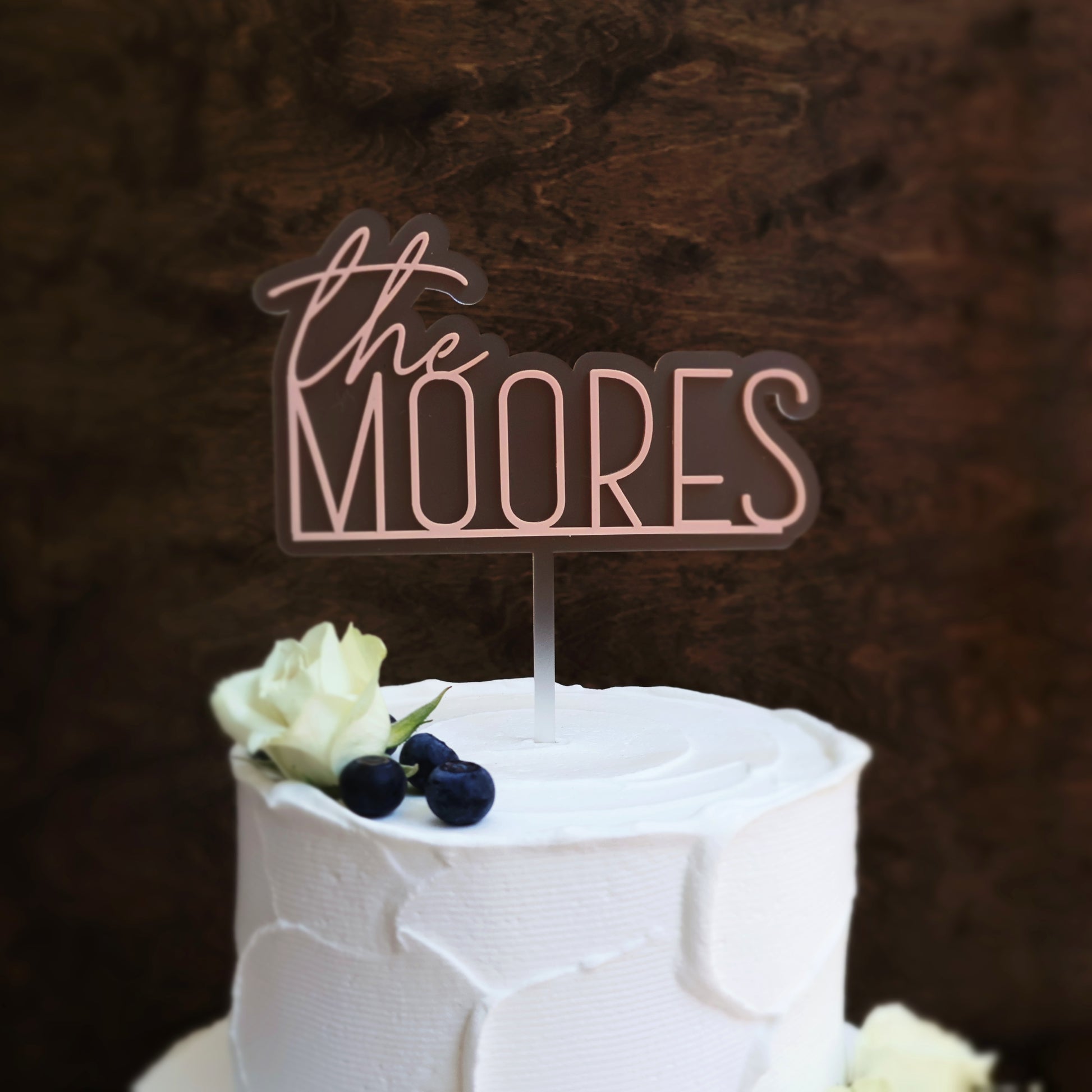 Double layer acrylic wedding cake topper matte and blush acrylic 3d custom cake toppers wedding personalized birthday acrylic cake toppers modern last name cake decor pastel acrylics mirrored acrylic wood