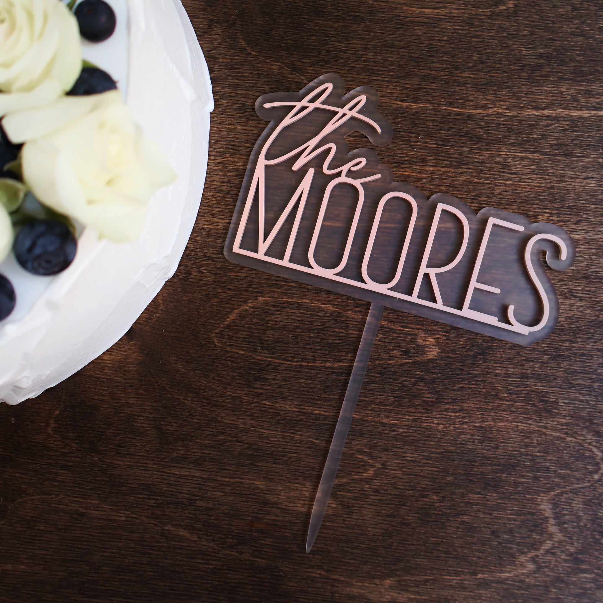 Double layer acrylic wedding cake topper matte and blush acrylic 3d custom cake toppers wedding personalized birthday acrylic cake toppers modern last name cake decor pastel acrylics mirrored acrylic wood
