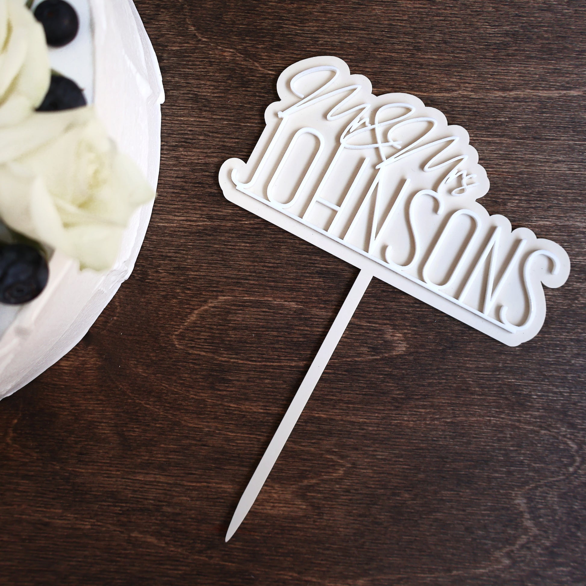 Double layer acrylic wedding mr & mrs cake topper bone ivory and white acrylic 3d custom cake toppers wedding personalized birthday acrylic cake toppers modern last name cake decor pastel acrylics mirrored acrylic wood
