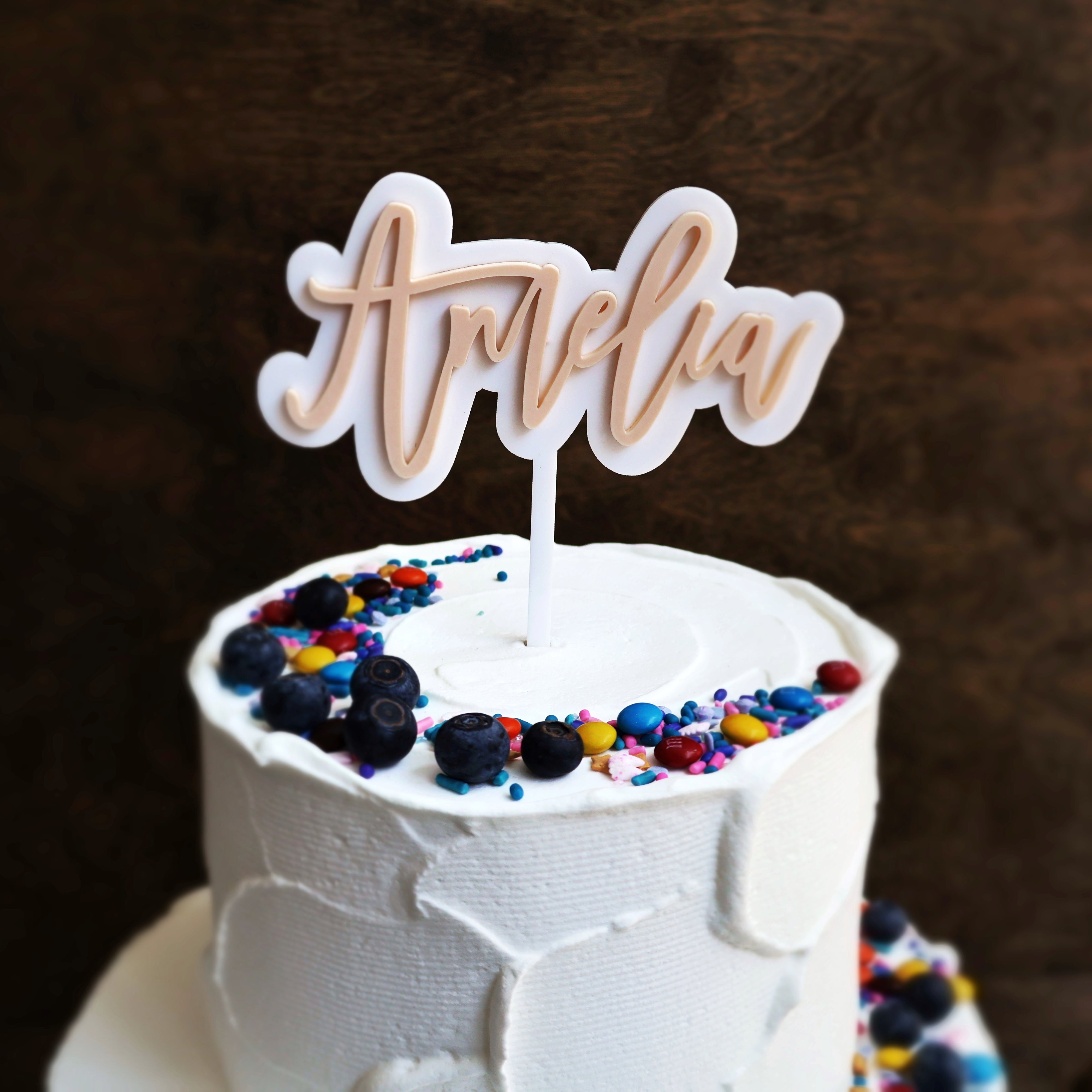 Double Layer Modern Script Cake Topper – K&K Arts