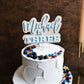 Double layer acrylic name and age birthday cake topper bone and pastel blue acrylic 3d custom cake toppers wedding personalized birthday acrylic cake toppers modern last name cake decor pastel acrylics mirrored acrylic wood