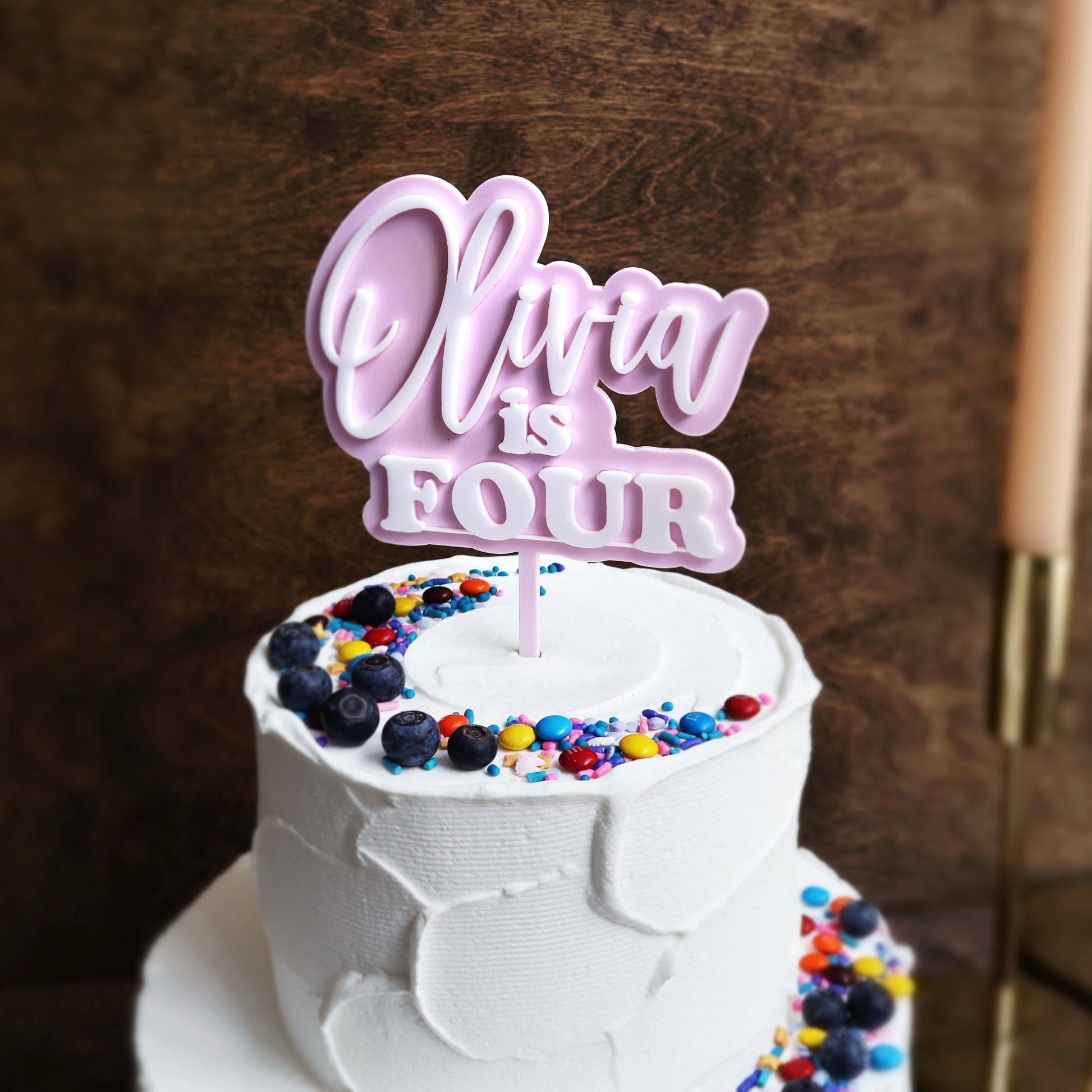 Double layer acrylic name and number birthday cake topper white and pastel pink acrylic 3d custom cake toppers wedding personalized birthday acrylic cake toppers modern last name cake decor pastel acrylics mirrored acrylic wood