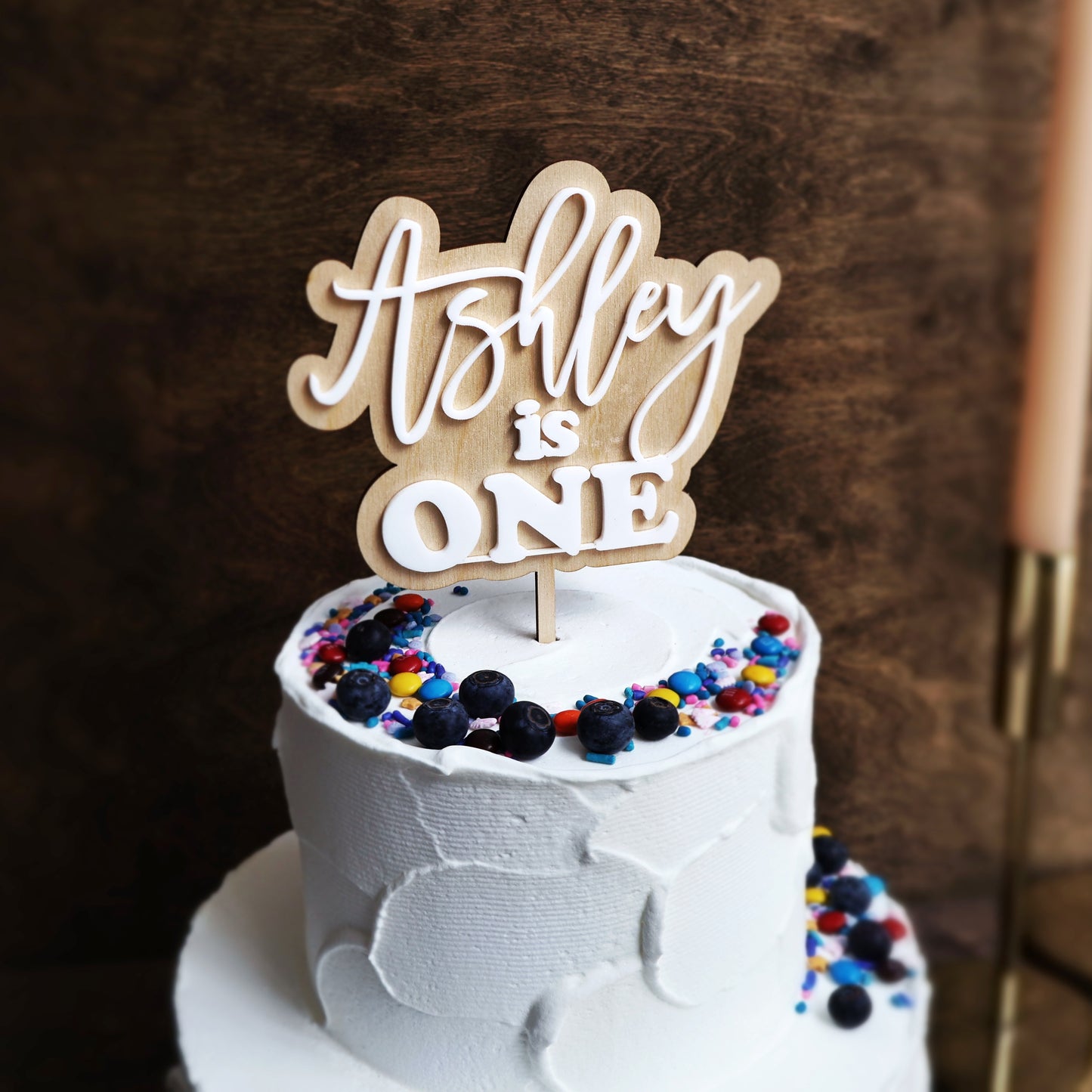 Double layer acrylic name and number birthday cake topper white and raw wood acrylic 3d custom cake toppers wedding personalized birthday acrylic cake toppers modern last name cake decor pastel acrylics mirrored acrylic wood