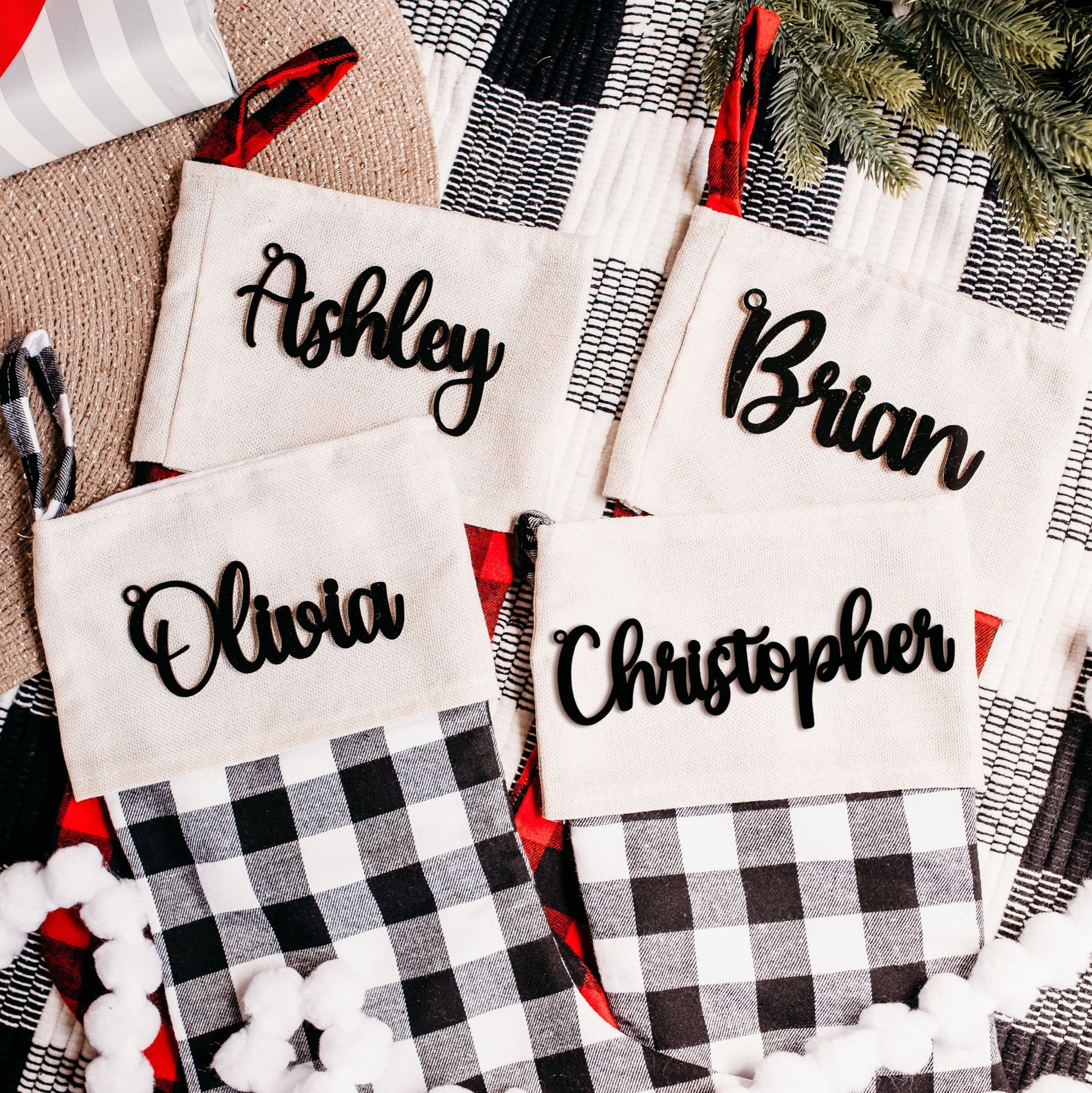 black acrylic stocking tags snowflakes, stocking name tags, name ornament christmas, christmas place cards, name ornament, christmas name tags, christmas stocking name tags, christmas stocking tags, christmas table decor, christmas stockings tag