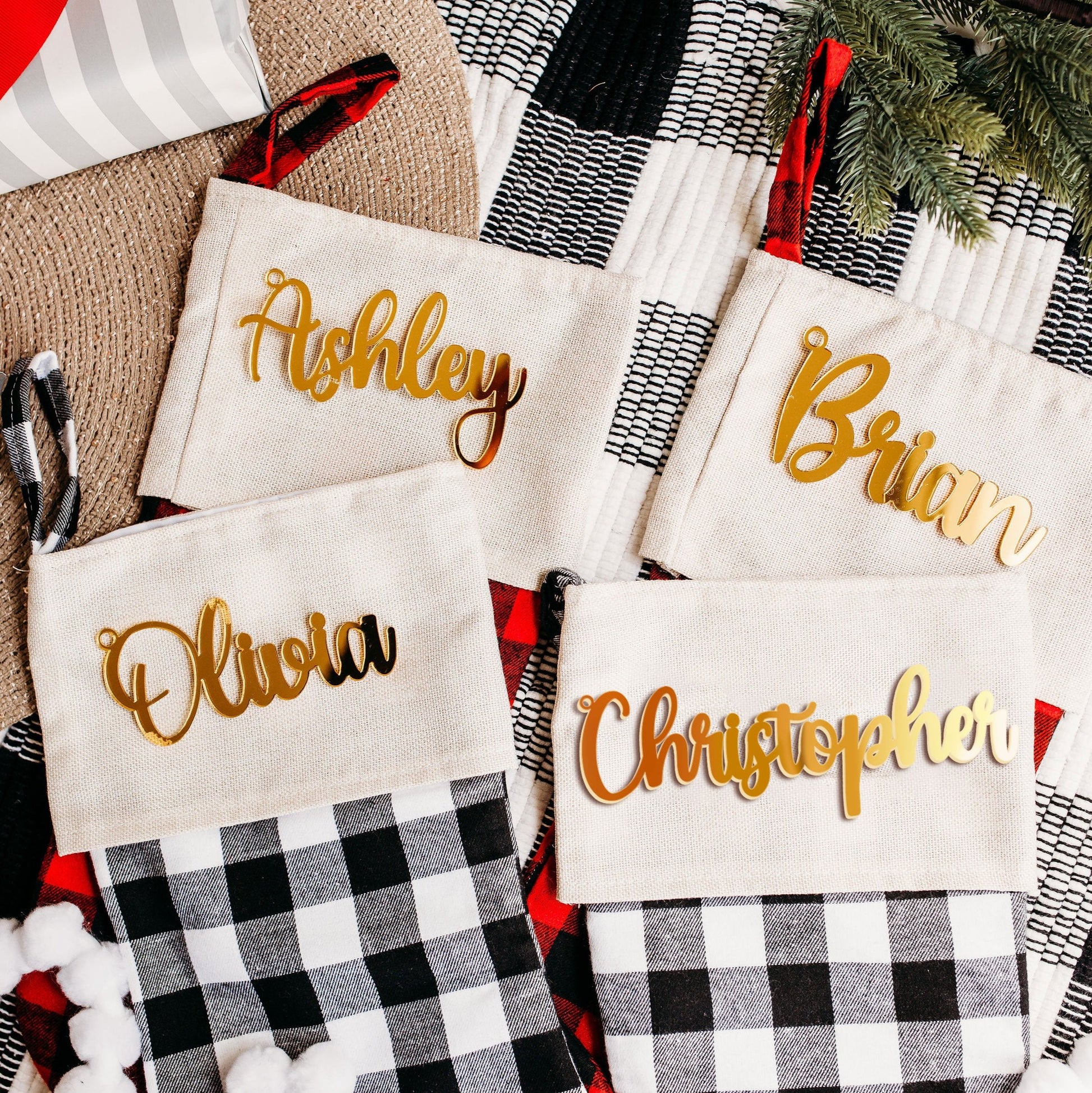 gold acrylic stocking tags snowflakes, stocking name tags, name ornament christmas, christmas place cards, name ornament, christmas name tags, christmas stocking name tags, christmas stocking tags, christmas table decor, christmas stockings tag