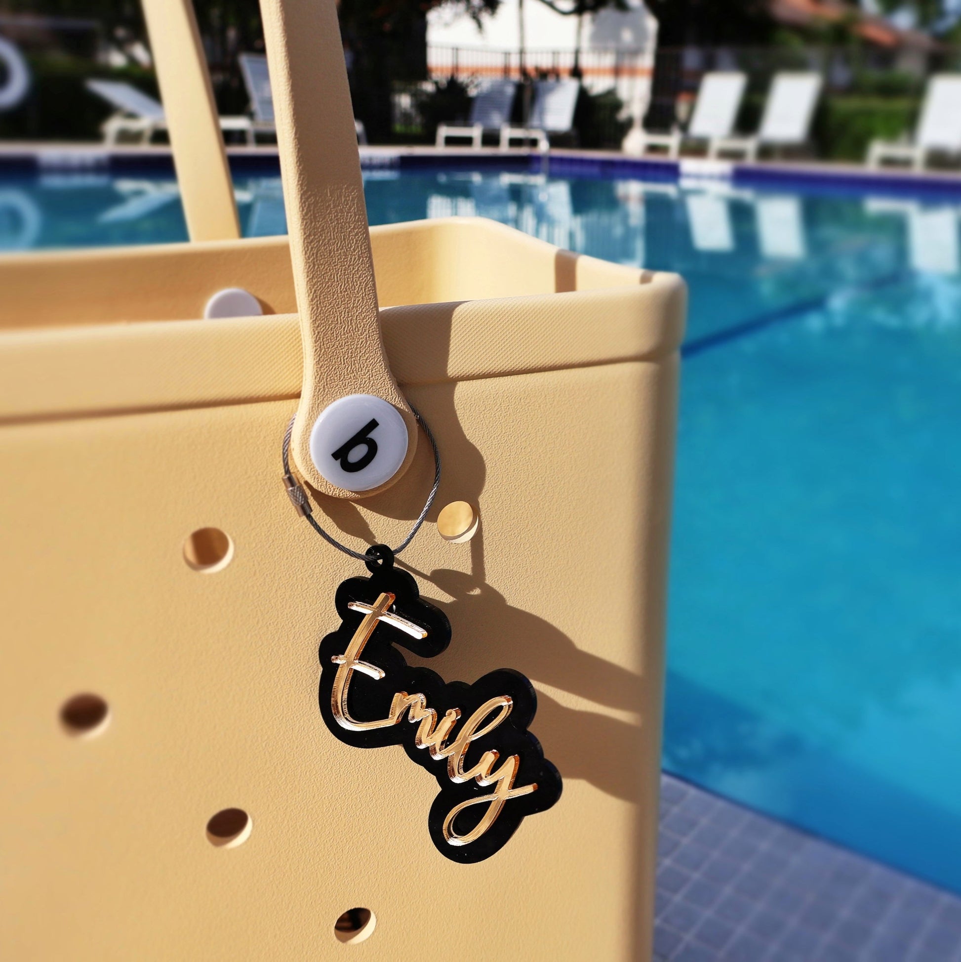 acrylic keychain black gold with white wire steel ring custom name keychain bogg bag charm name keychain bag accessories name key chain School Tag Lunchbox name Backpack tags gym bag name Custom Name Charm Diaper Bag Tag bogg bag keychain