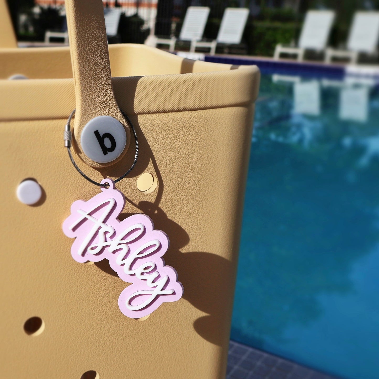acrylic keychain pastel lavender with white wire steel ring custom name keychain bogg bag charm name keychain bag accessories name key chain School Tag Lunchbox name Backpack tags gym bag name Custom Name Charm Diaper Bag Tag bogg bag keychain