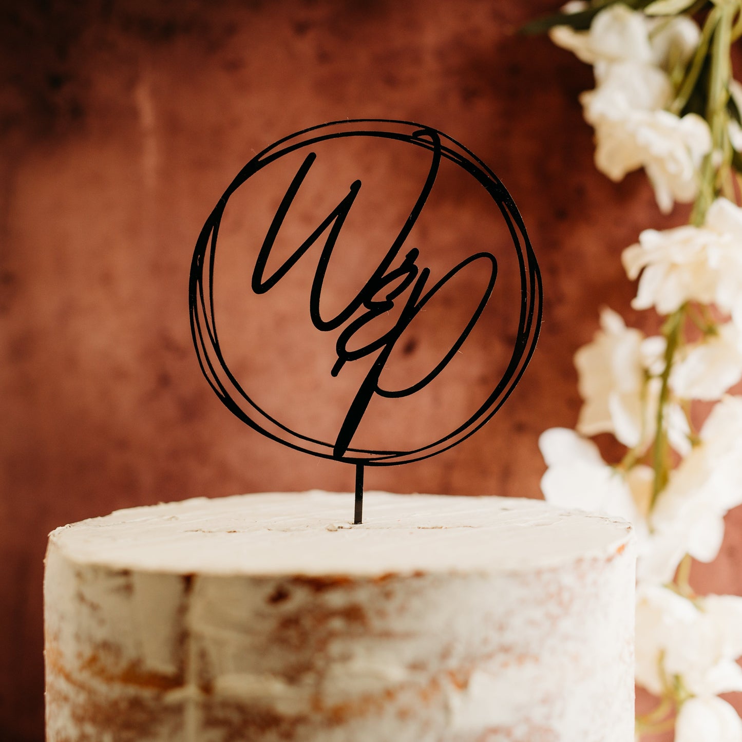 Monogram initials circle black acrylic wedding cake topper custom cake toppers wedding personalized acrylic cake modern last name decor minimalist cake topper custom rustic rustic wedding caketopper personalized topper name topper candy bar