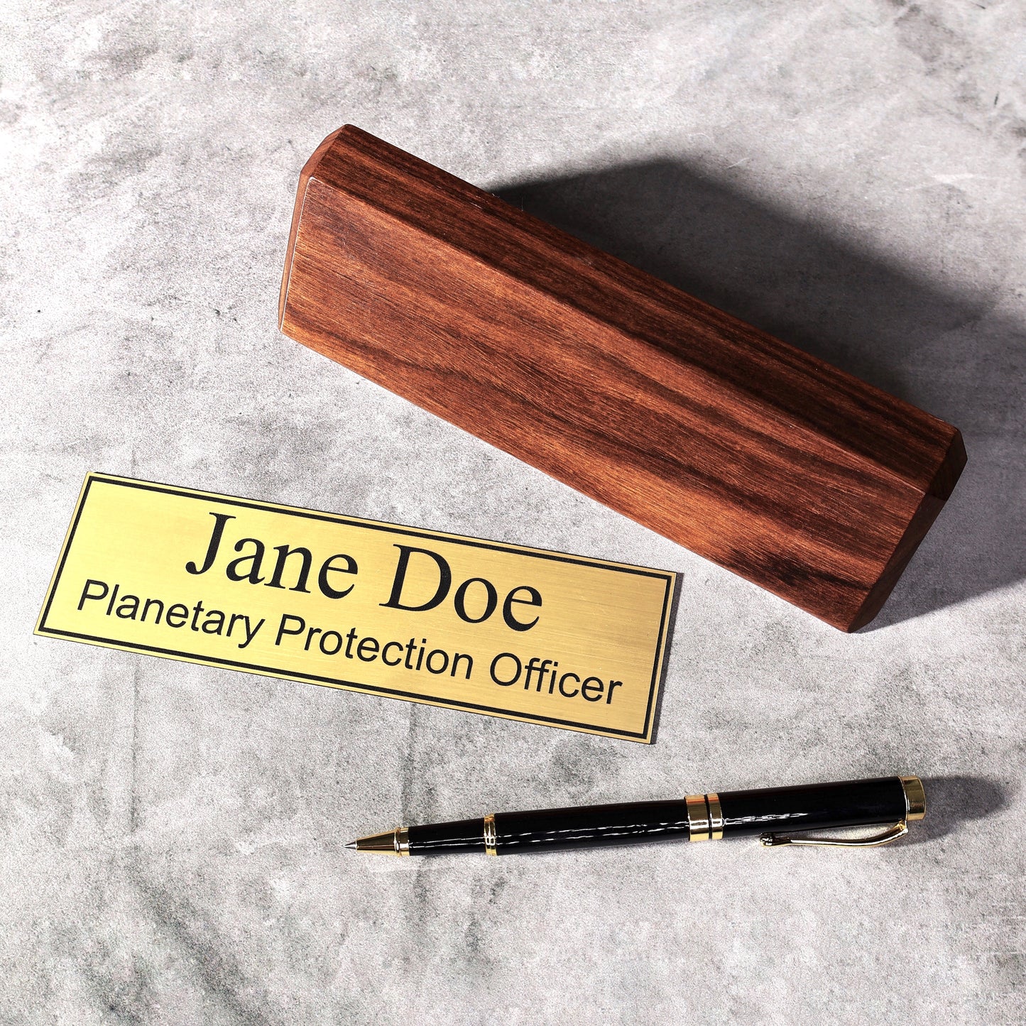 gold title desk name plate custom tabletop sign personalized wood office plaque company logo plate engraved executive coworker gift office executive plaque new job custom personalized plaque title logo plate wood desk walnut decor custom engraved