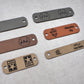 faux leather tags vegan knit scarf labels horizontal crochet no sew tag logo custom product tags rivet knit personalized vegan craft labels knit logo tags crochet faux leather hats mittens scarves coffee cup warmers clothing headbands blankets