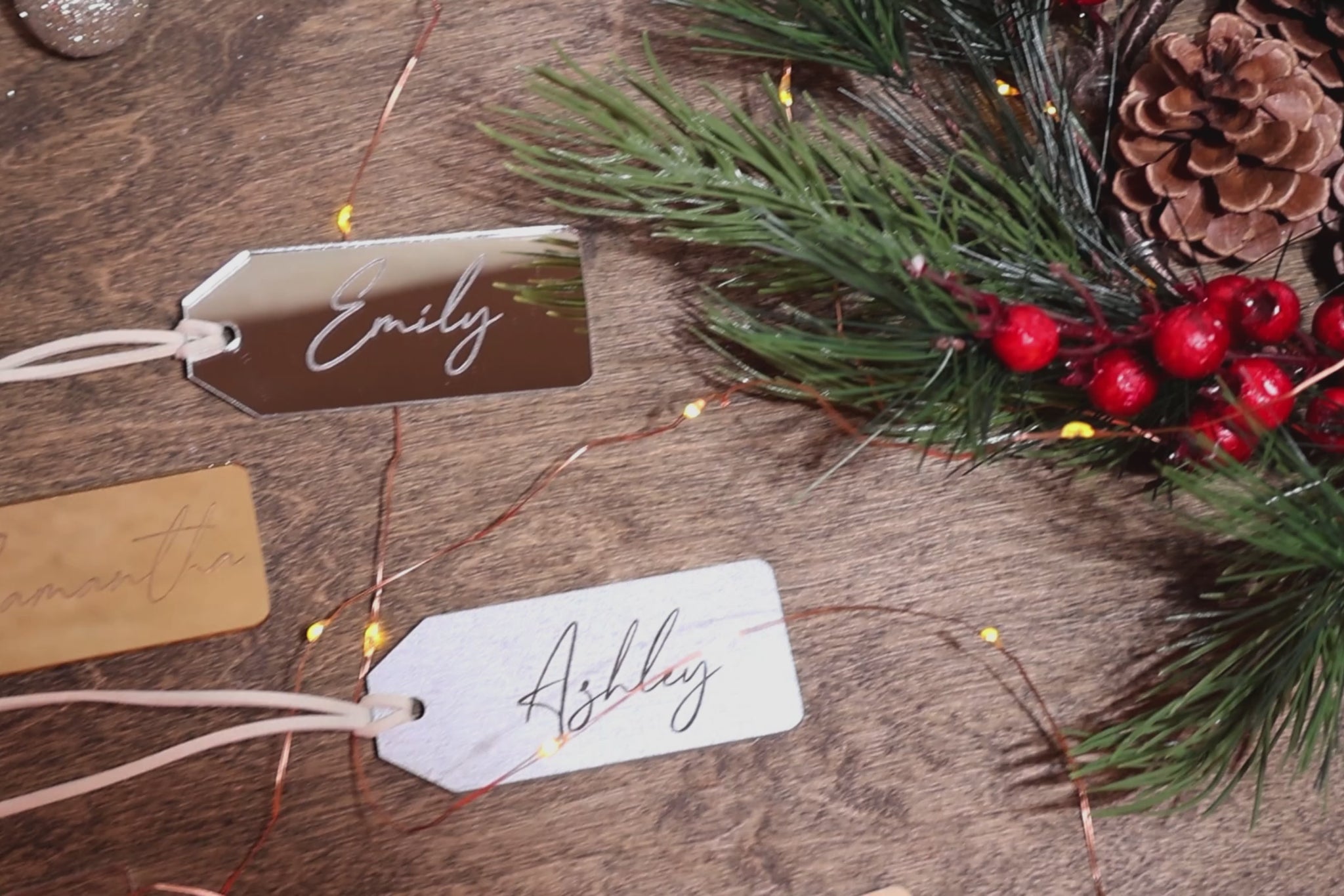 wooden acrylic holiday ornament holiday decor unique holiday gift stocking name tags christmas name tags christmas stocking personalized ornaments christmas stocking name tags Wooden Tree Decor Custom Ornaments 
Holiday Gift Tags
christmas place card