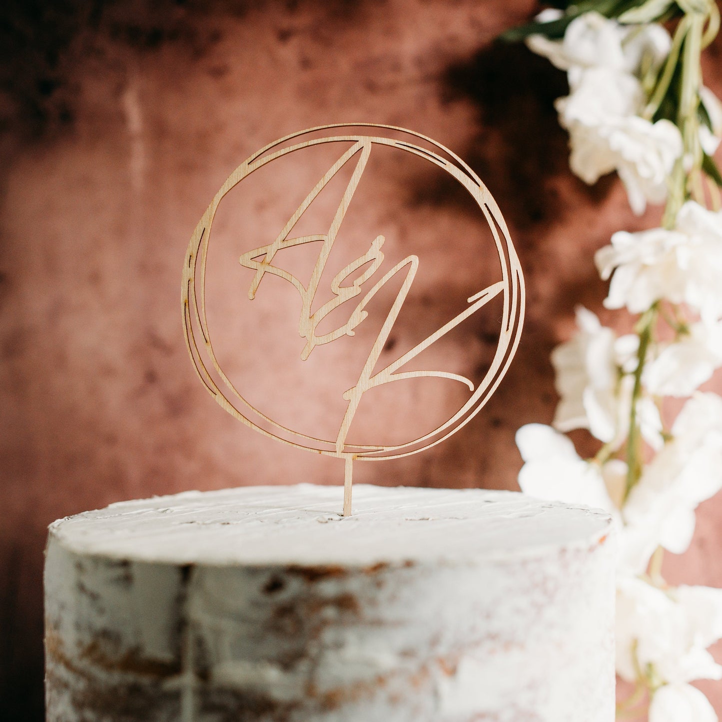 Monogram initials circle raw wooden acrylic wedding cake topper custom cake toppers wedding personalized acrylic cake modern last name decor minimalist cake topper custom rustic rustic wedding caketopper personalized topper name topper candy bar
