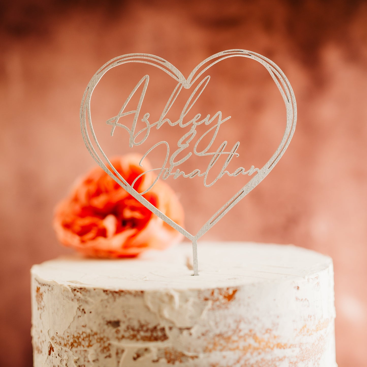 heart shaped silver wood wedding cake topper custom cake toppers wedding personalized anniversary acrylic cake modern last name decor minimalist cake topper custom rustic rustic wedding mr mrs cake topper caketopper personalized last name candy bar
