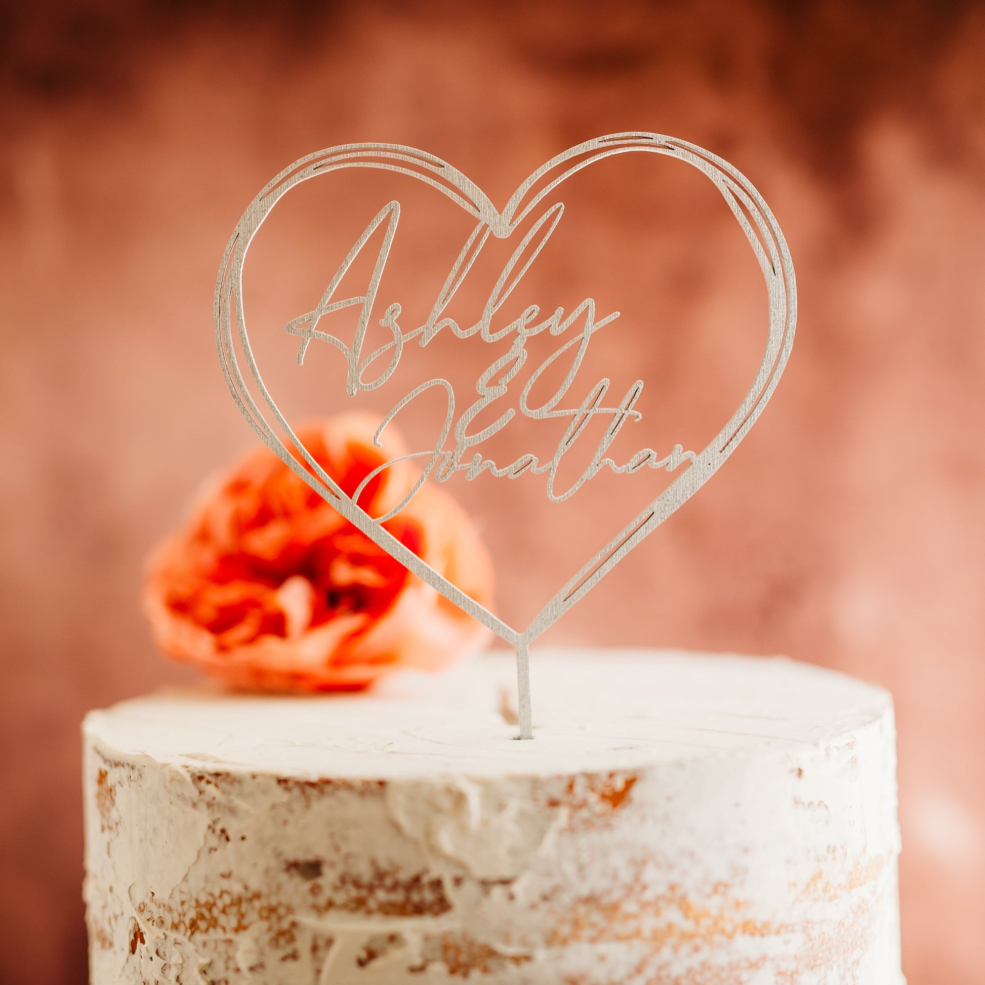 heart shaped silver wood wedding cake topper custom cake toppers wedding personalized anniversary acrylic cake modern last name decor minimalist cake topper custom rustic rustic wedding mr mrs cake topper caketopper personalized last name candy bar