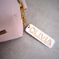 acrylic keychains white and pastel peach custom name keychain bogg bag charm name keychain bag accessories name key chain School Tag Lunchbox name Backpack tags gym bag name Custom Name Charm Diaper Bag Tag bogg bag keychain